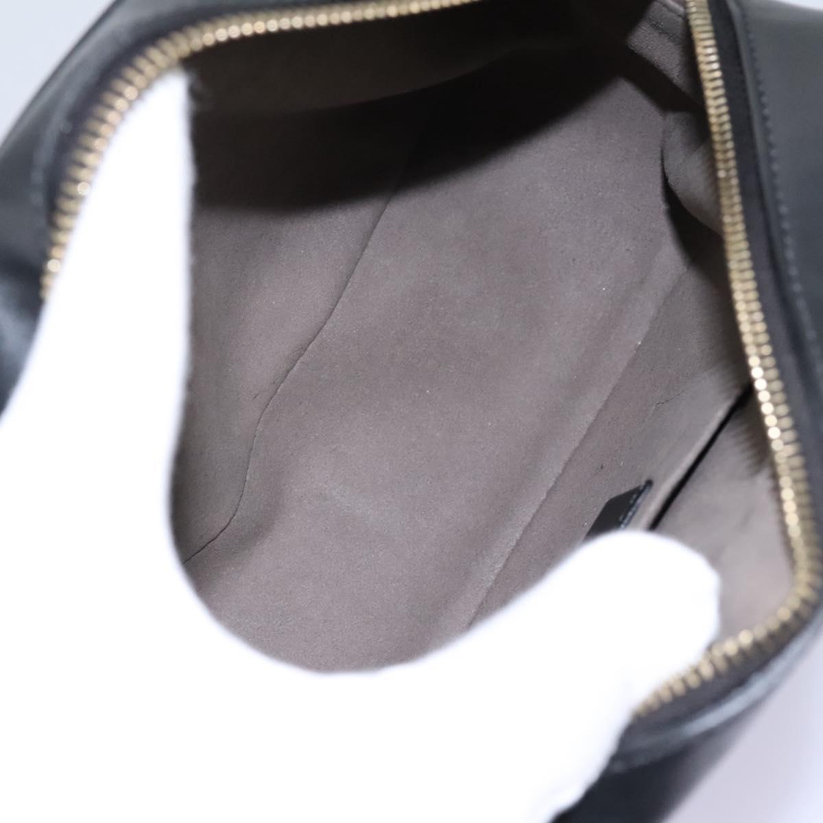 FENDI Shoulder Bag Leather Black Gold Auth PP343