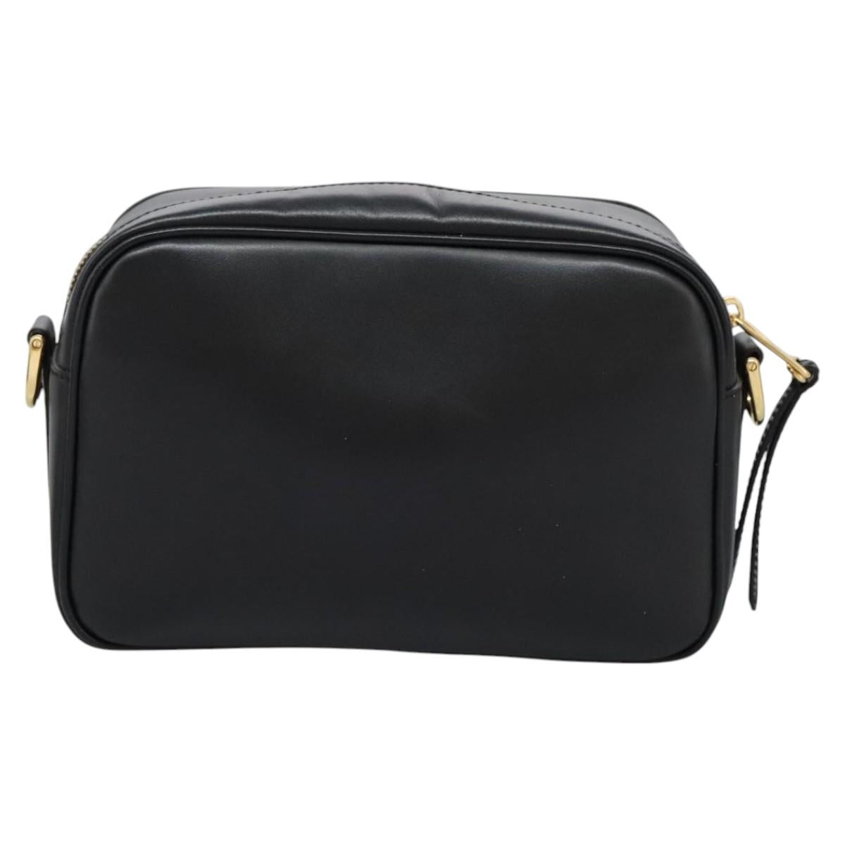 FENDI Shoulder Bag Leather Black Gold Auth PP343