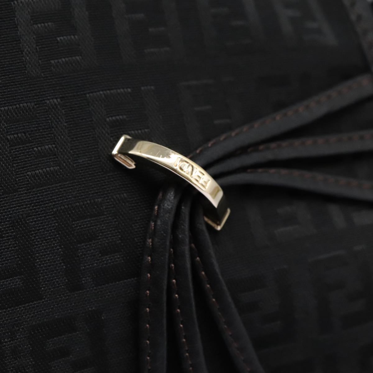 FENDI Zucchino Canvas Shoulder Bag Black Auth PP376V