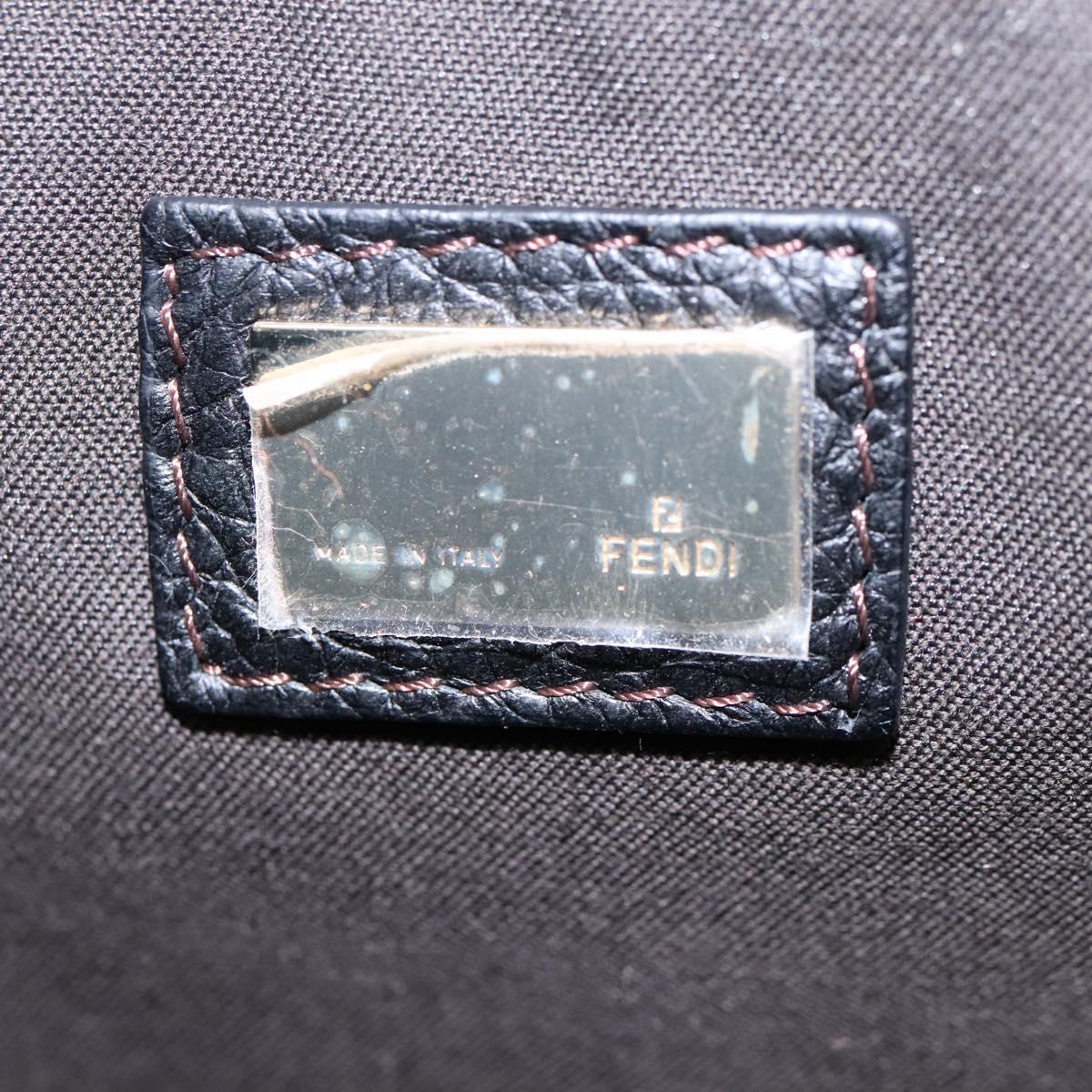 FENDI Zucchino Canvas Shoulder Bag Black Auth PP376V