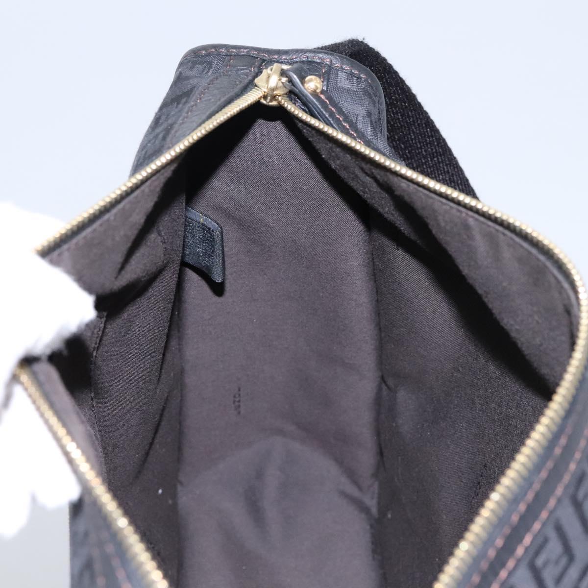 FENDI Zucchino Canvas Shoulder Bag Black Auth PP376V