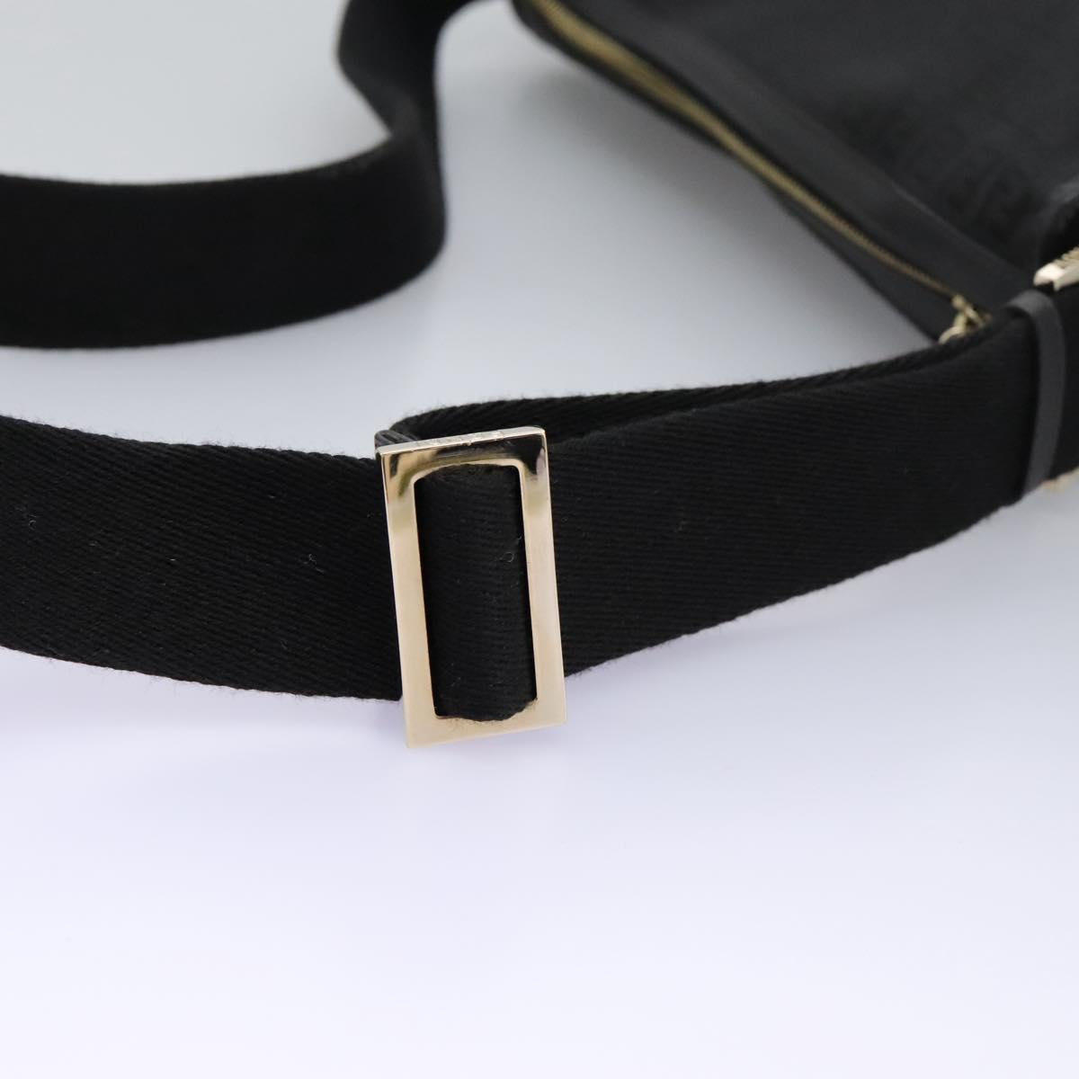 FENDI Zucchino Canvas Shoulder Bag Black Auth PP376V