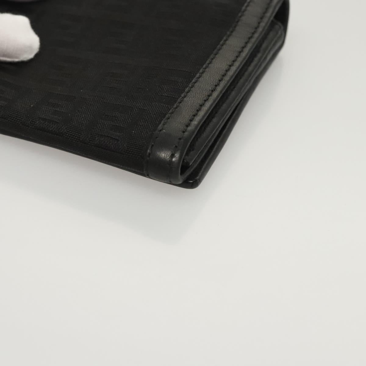 FENDI Zucchino Canvas Long Wallet Black Auth PP452