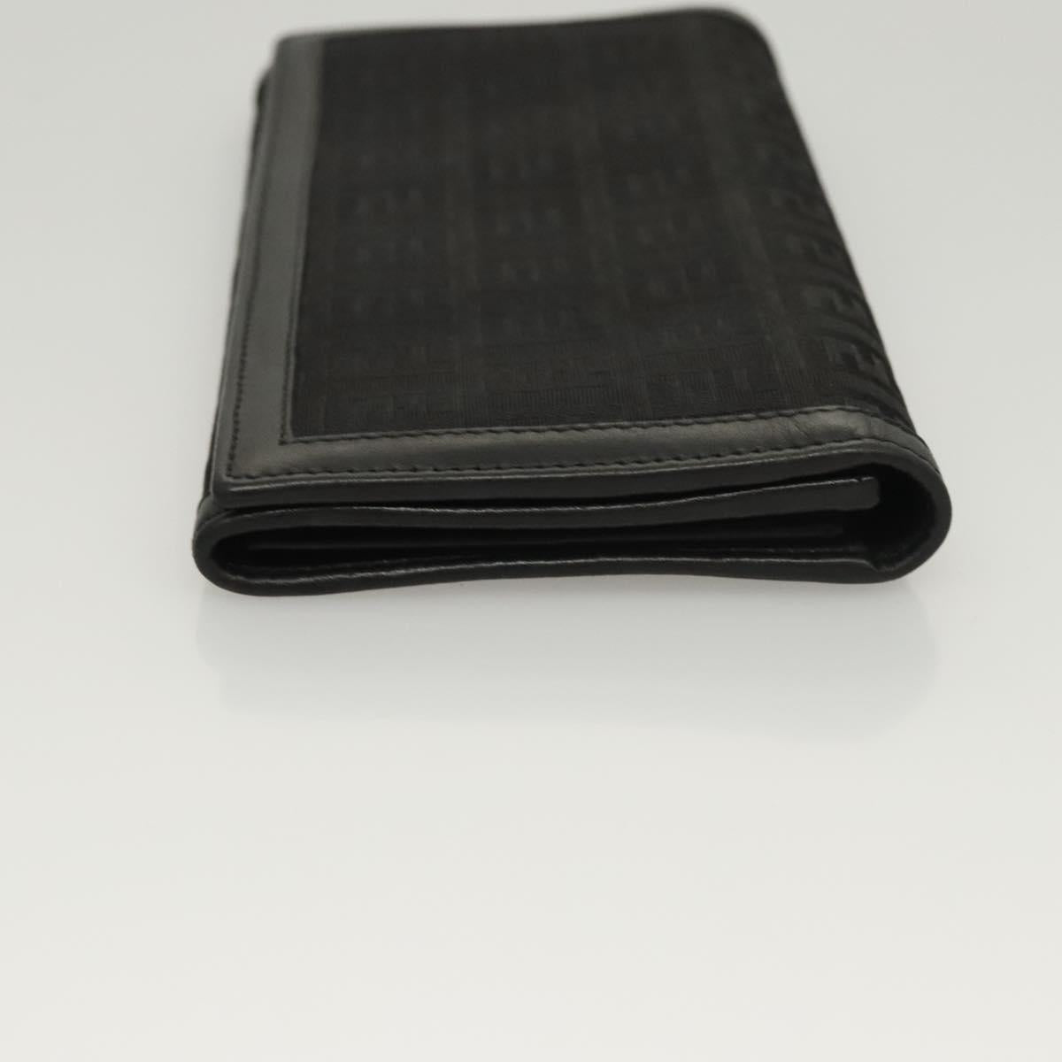 FENDI Zucchino Canvas Long Wallet Black Auth PP452
