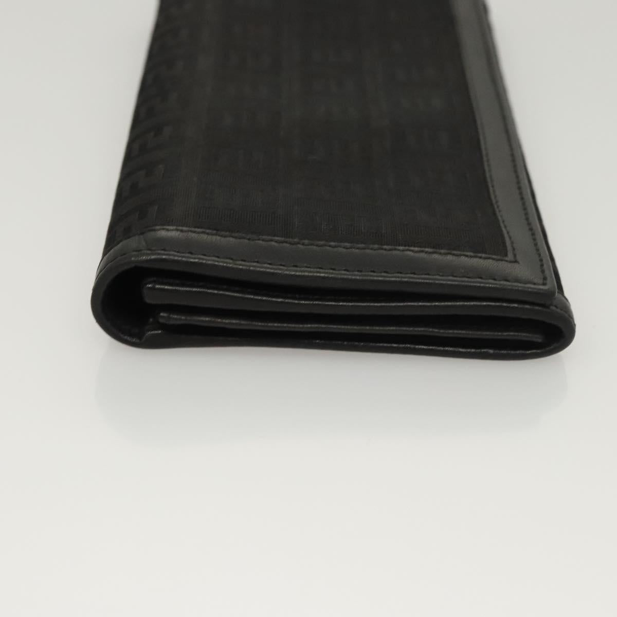 FENDI Zucchino Canvas Long Wallet Black Auth PP452