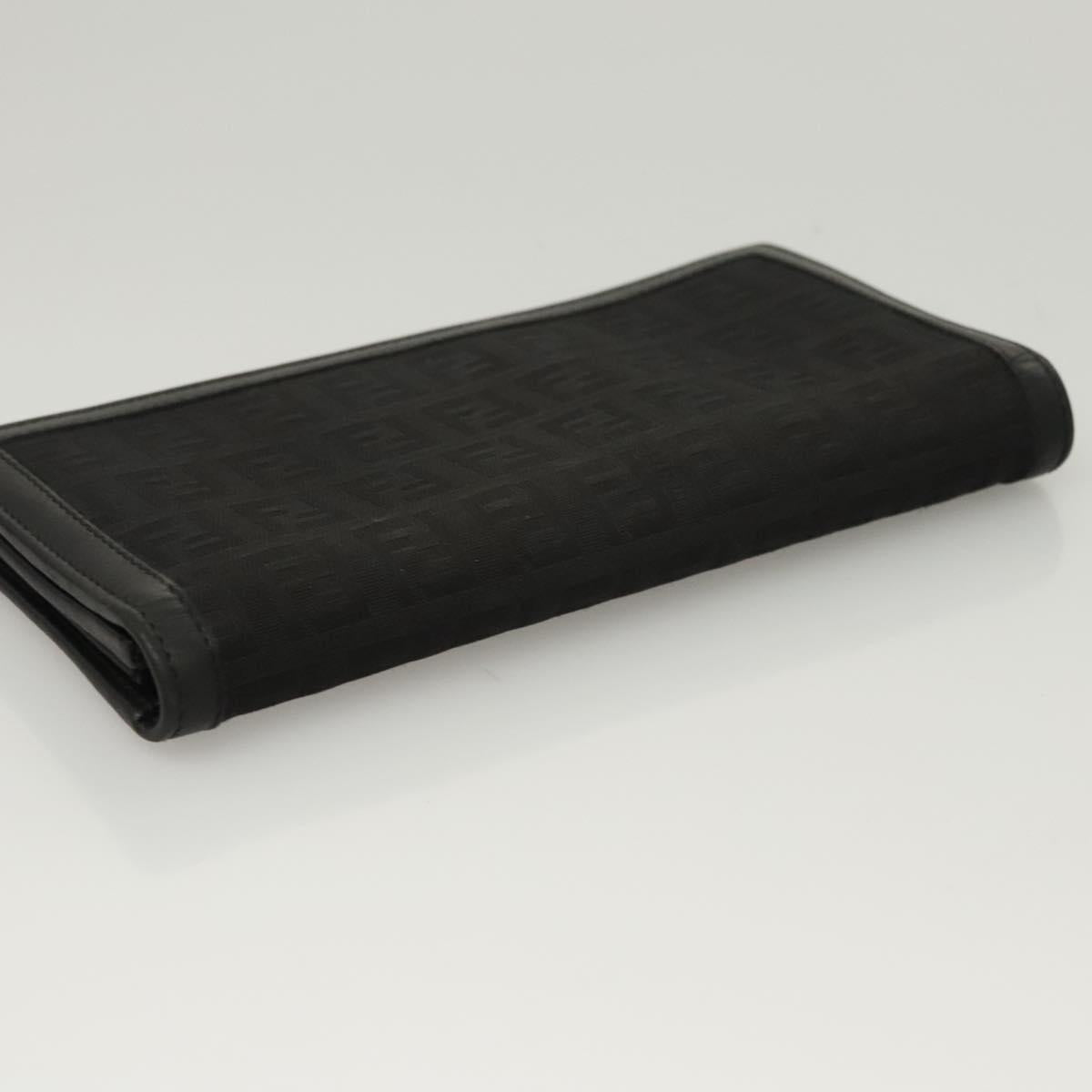 FENDI Zucchino Canvas Long Wallet Black Auth PP452