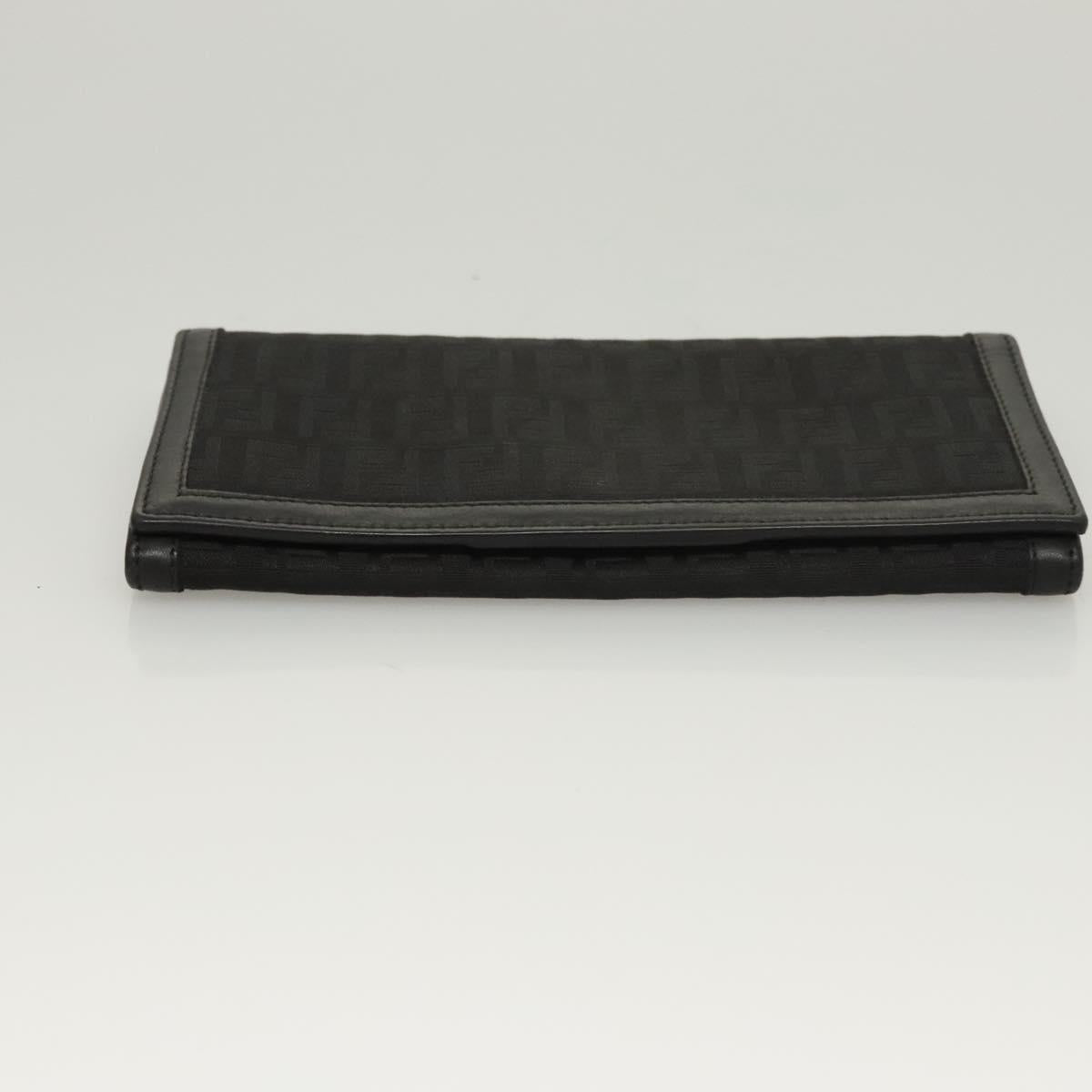 FENDI Zucchino Canvas Long Wallet Black Auth PP452