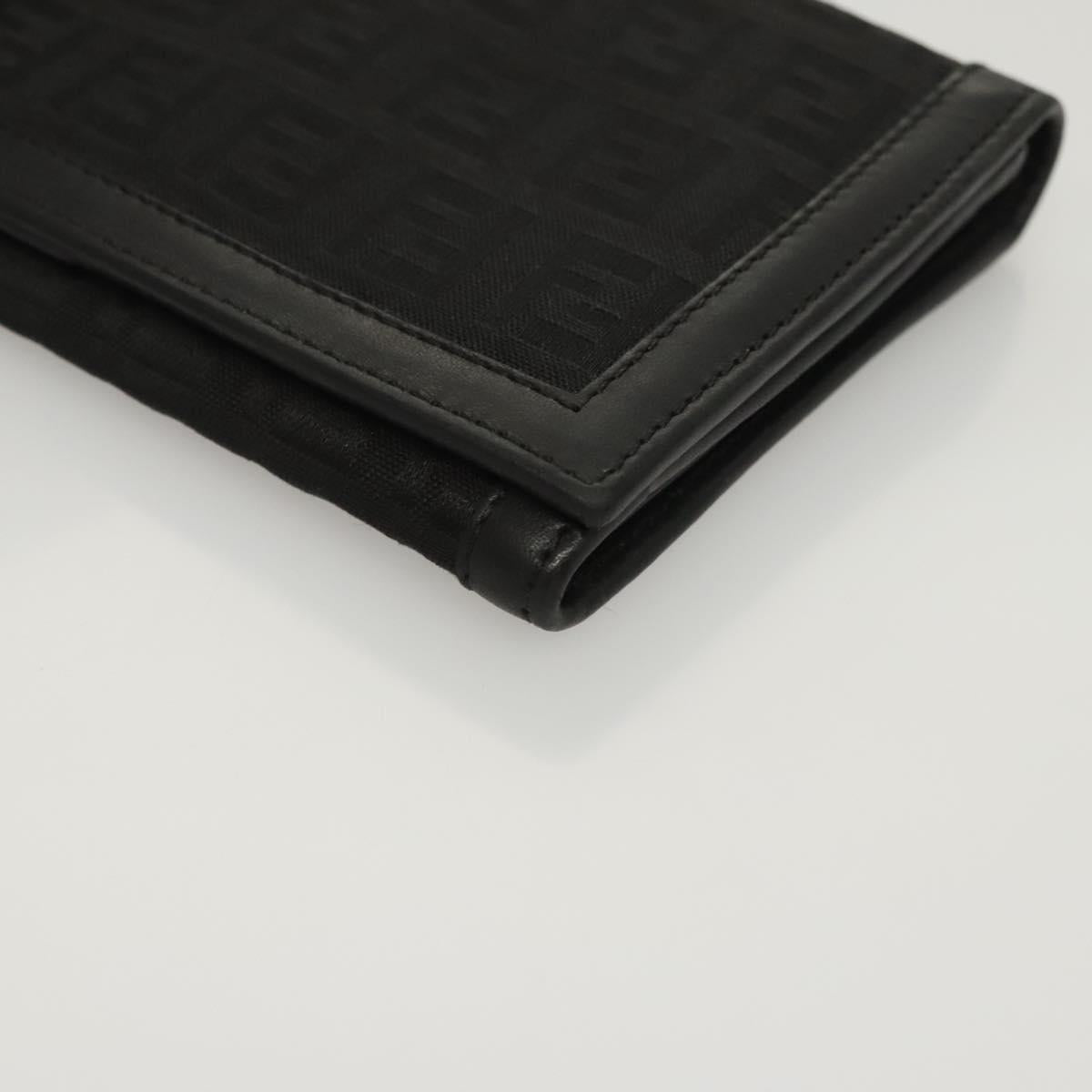 FENDI Zucchino Canvas Long Wallet Black Auth PP452