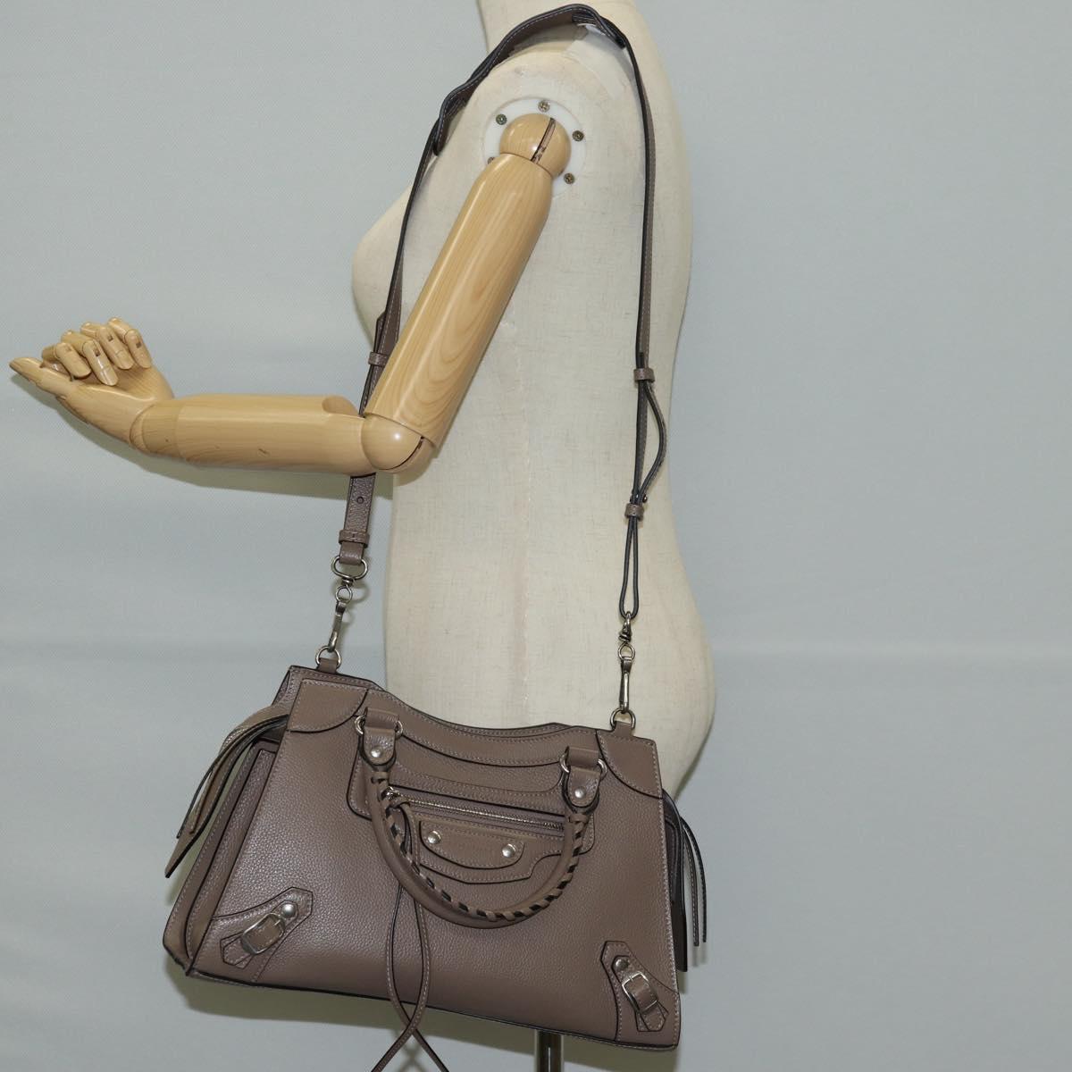 BALENCIAGA Neo Classic City S Bag Leather 2way Brown Silver 638521 Auth PP590M