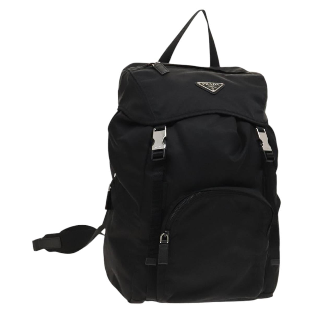 PRADA Backpack Nylon Black Silver Auth PP646