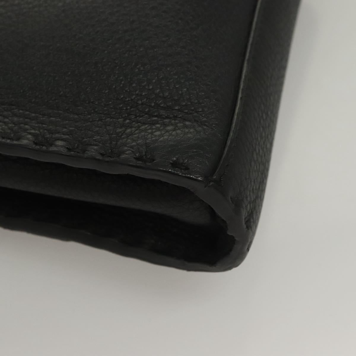 FENDI Celeria Hand Bag Leather 2way Black Silver Auth PP647