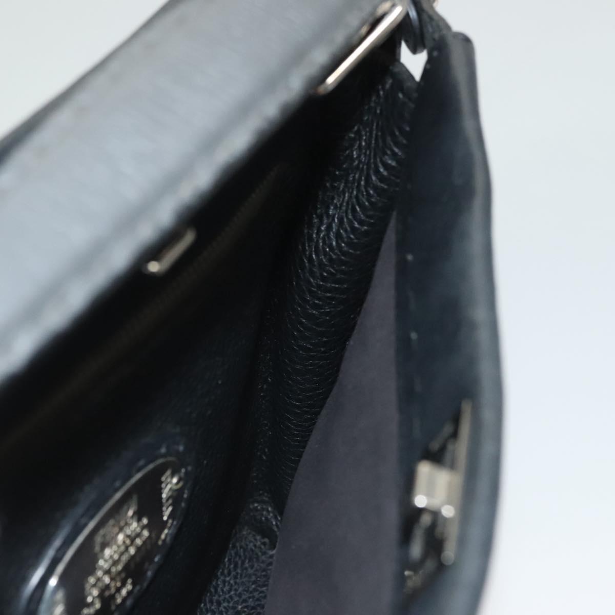 FENDI Celeria Hand Bag Leather 2way Black Silver Auth PP647