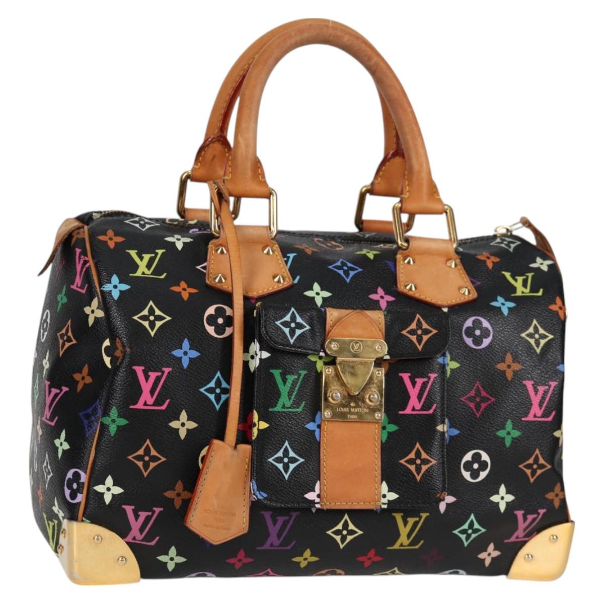 LOUIS VUITTON Monogram Multicolor Speedy 30 Hand Bag Black M92642 LV Auth PP678V