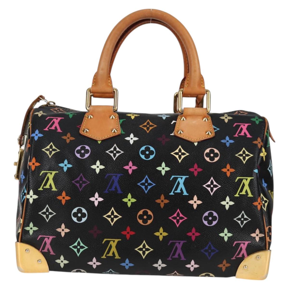 LOUIS VUITTON Monogram Multicolor Speedy 30 Hand Bag Black M92642 LV Auth PP678V