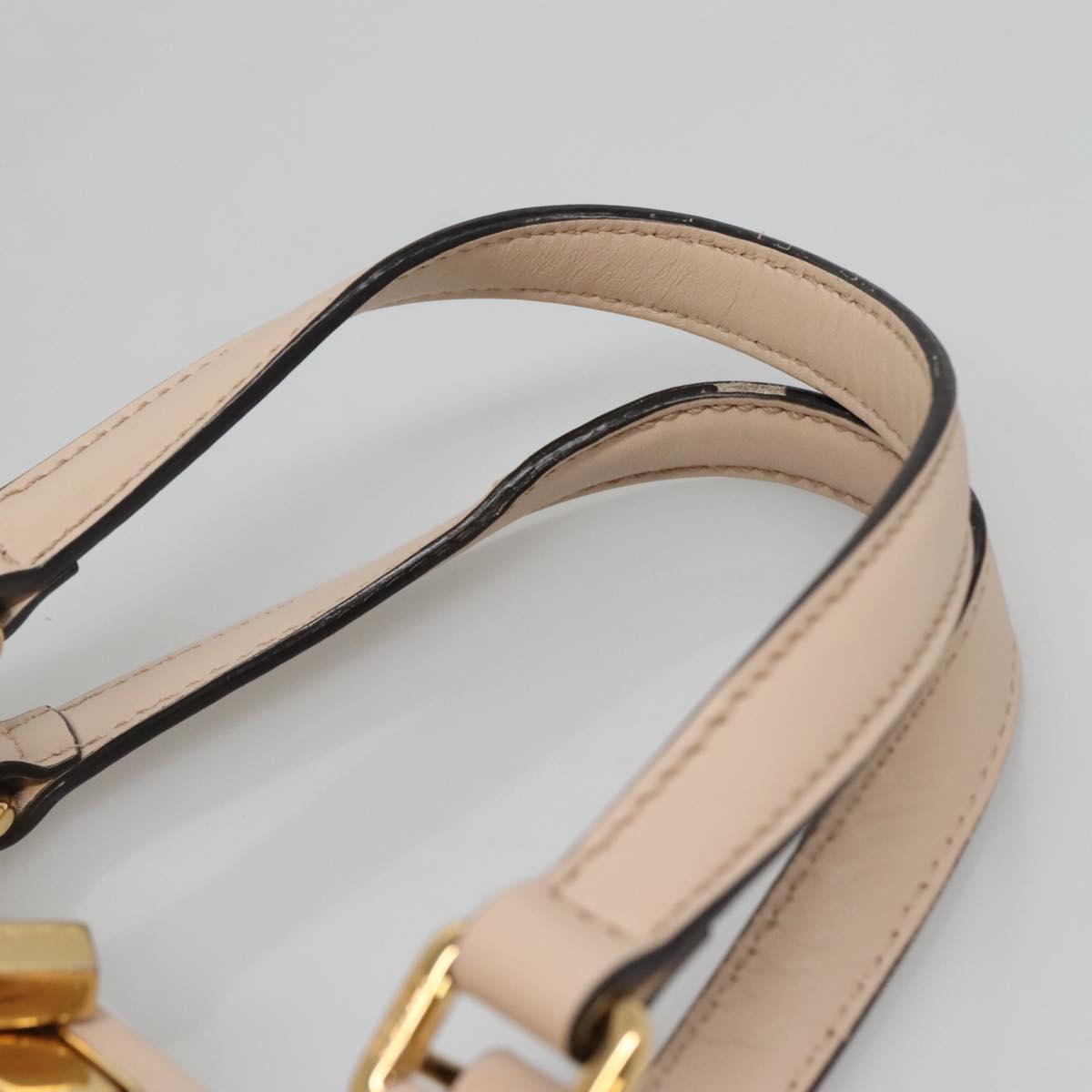 FENDI Zucca Canvas Hand Bag Canvas Leather 2way Beige Gold Auth PP705