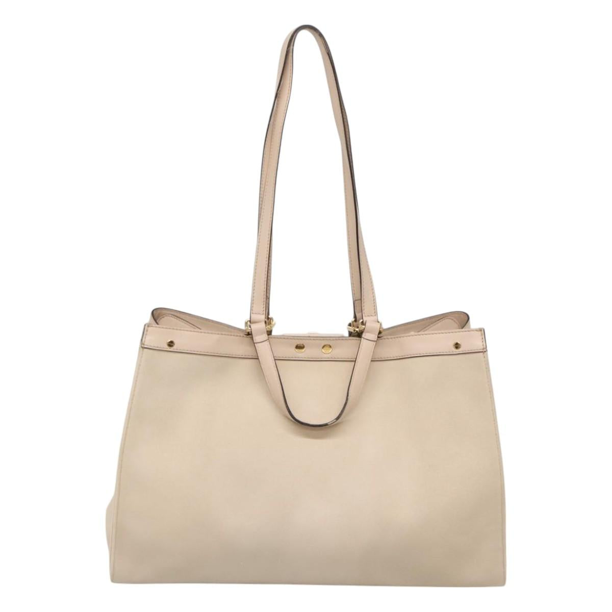 FENDI Zucca Canvas Hand Bag Canvas Leather 2way Beige Gold Auth PP705
