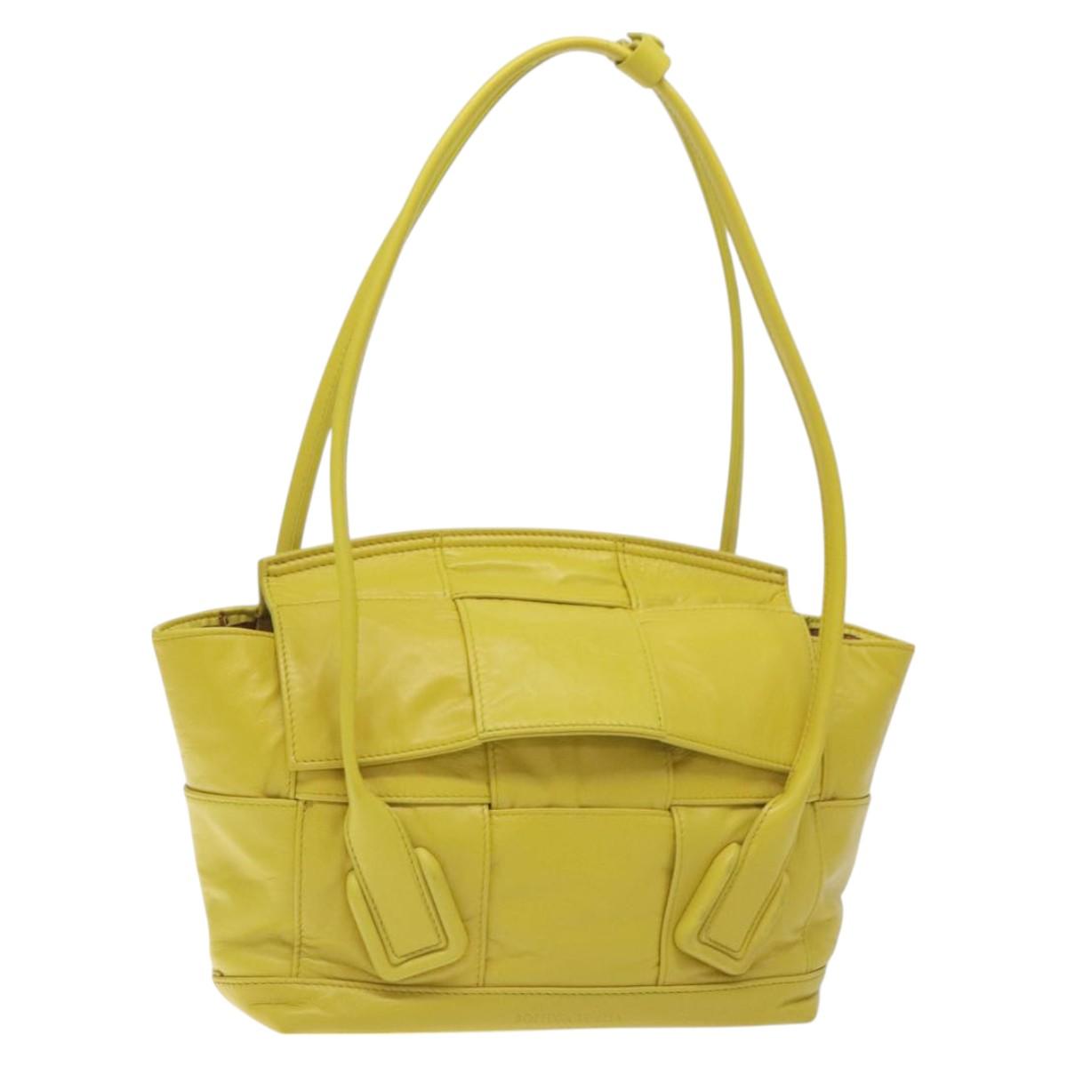 BOTTEGA VENETA INTRECCIATO Shoulder Bag Leather Yellow gold Auth PP721