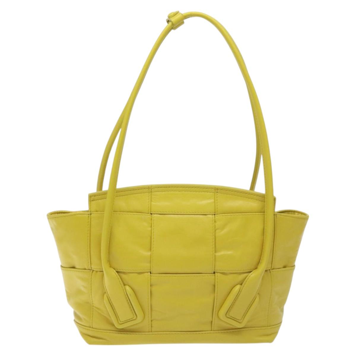 BOTTEGA VENETA INTRECCIATO Shoulder Bag Leather Yellow gold Auth PP721
