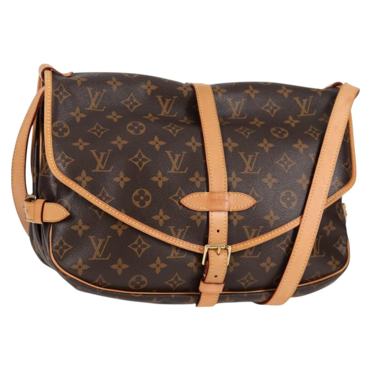 LOUIS VUITTON Monogram Saumur 35 Shoulder Bag M42254 LV Auth PP736V