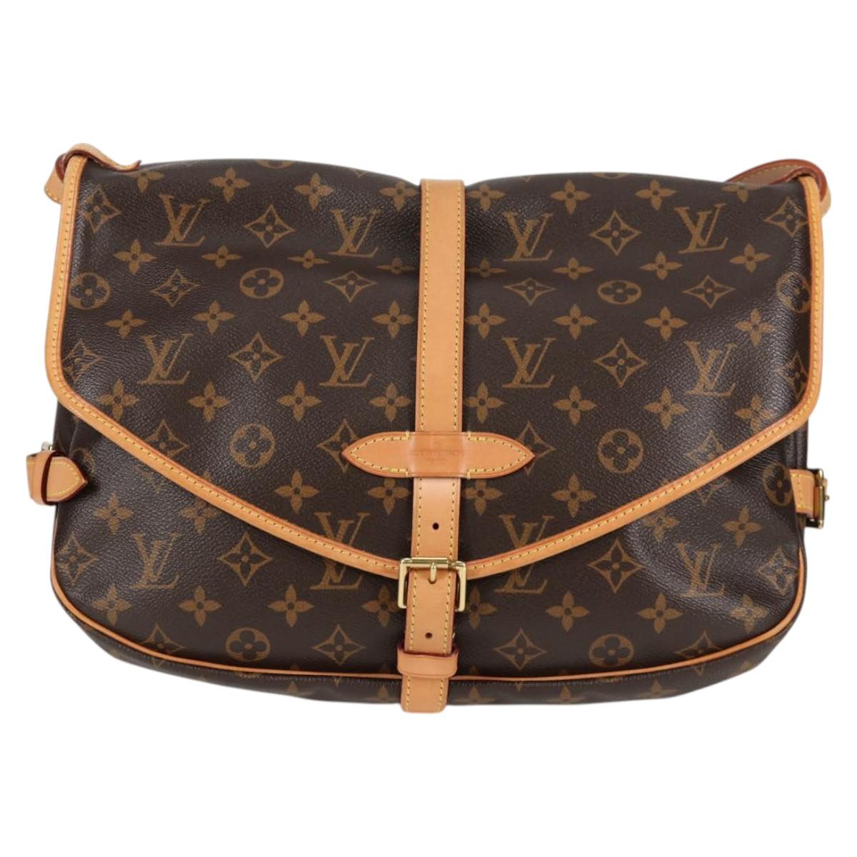 LOUIS VUITTON Monogram Saumur 35 Shoulder Bag M42254 LV Auth PP736V