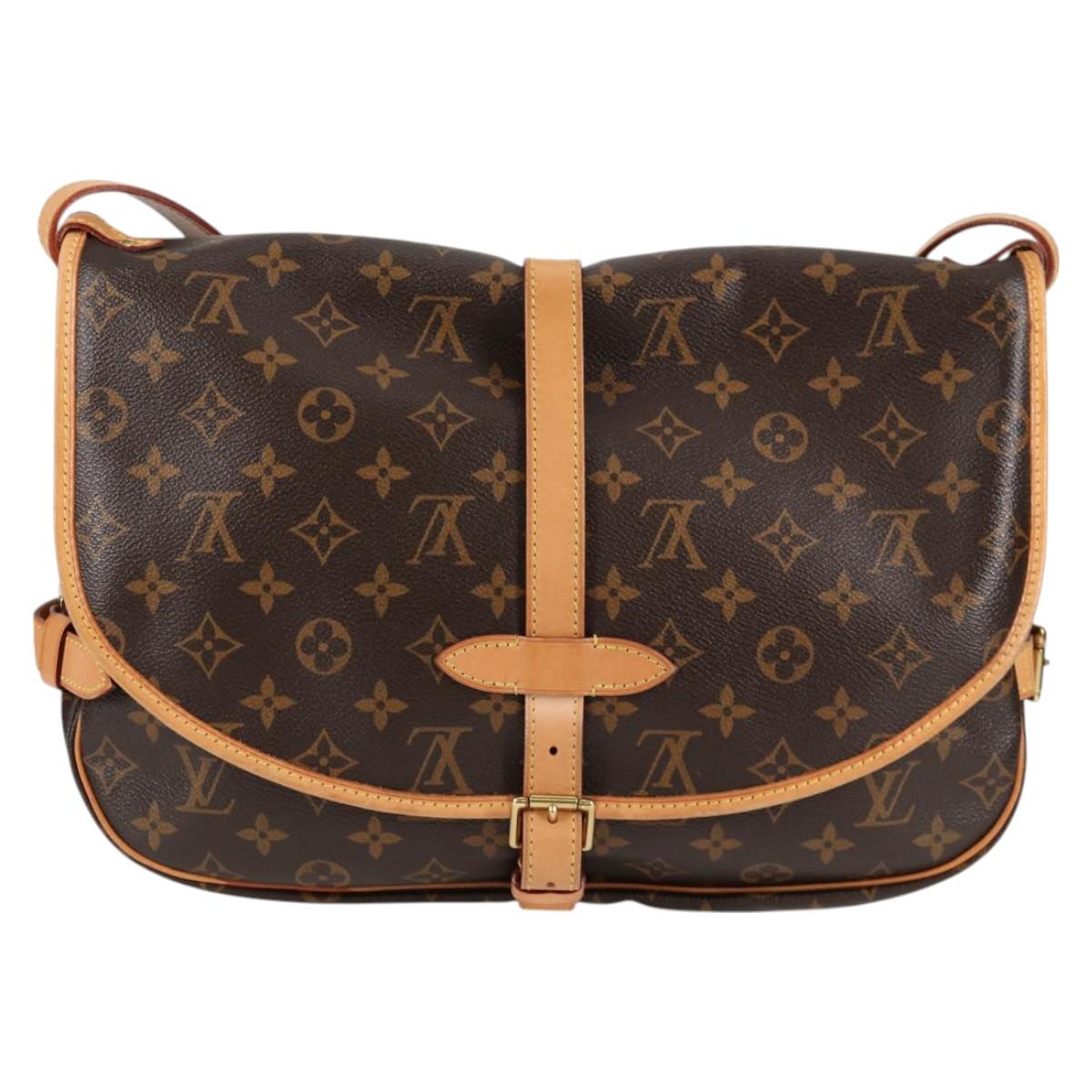 LOUIS VUITTON Monogram Saumur 35 Shoulder Bag M42254 LV Auth PP736V