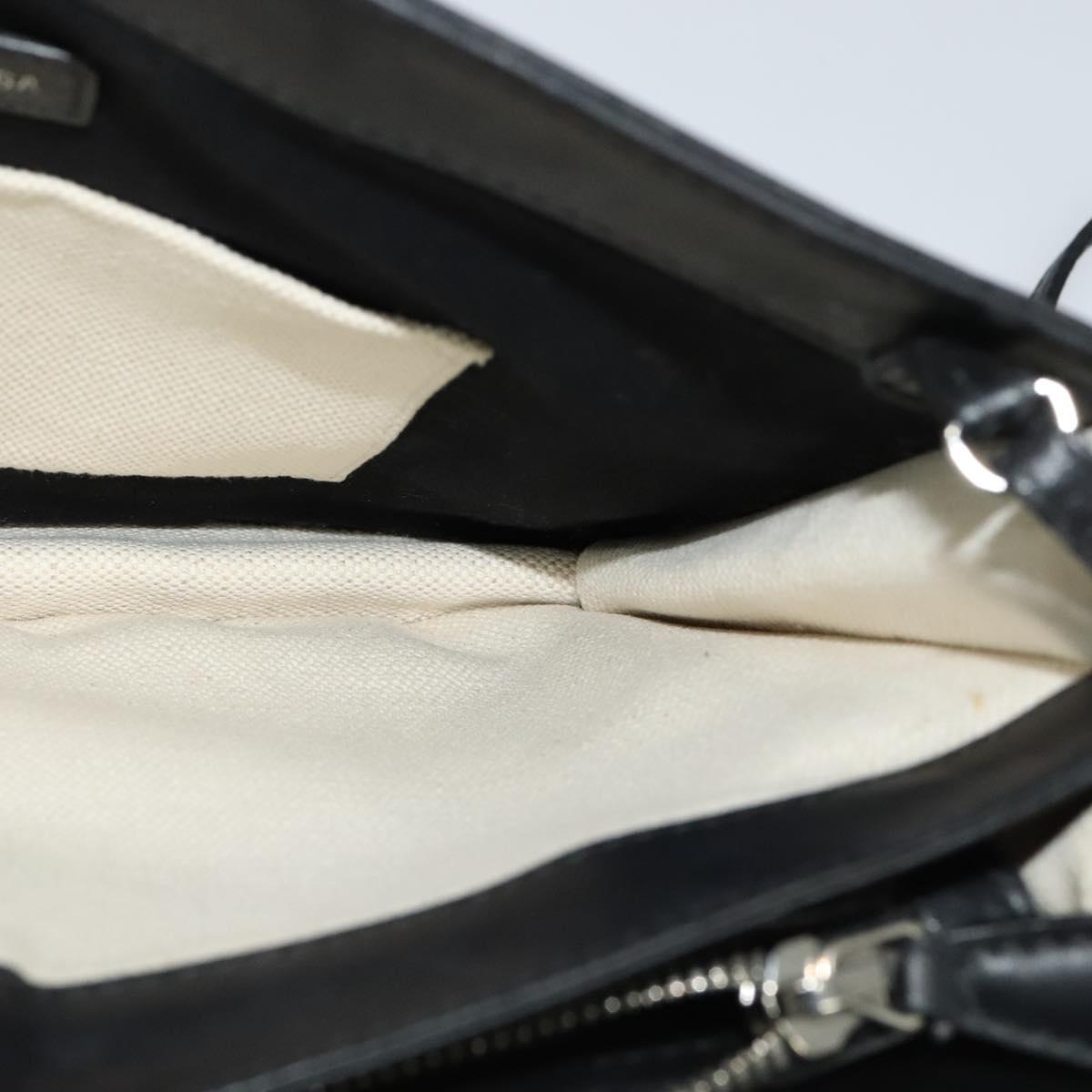 BALENCIAGA Navy Pochette Bag Canvas Leather White Navy Silver 339937 Auth PP766