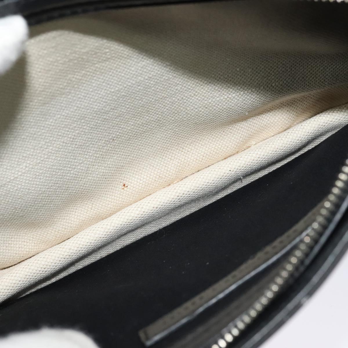 BALENCIAGA Navy Pochette Bag Canvas Leather White Navy Silver 339937 Auth PP766