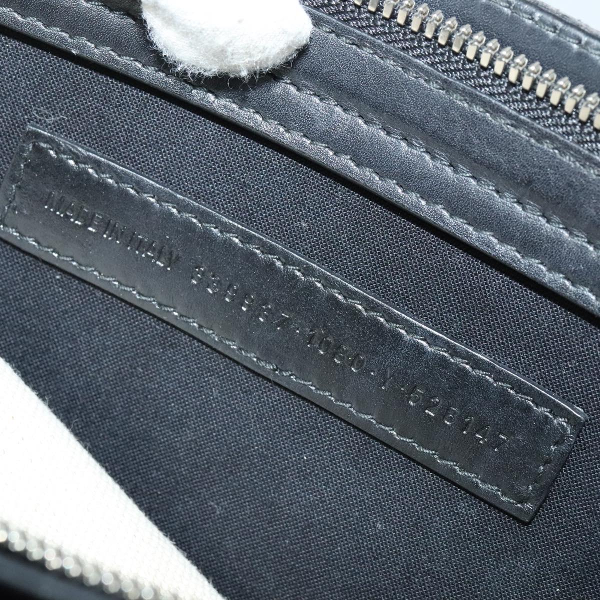 BALENCIAGA Navy Pochette Bag Canvas Leather White Navy Silver 339937 Auth PP766