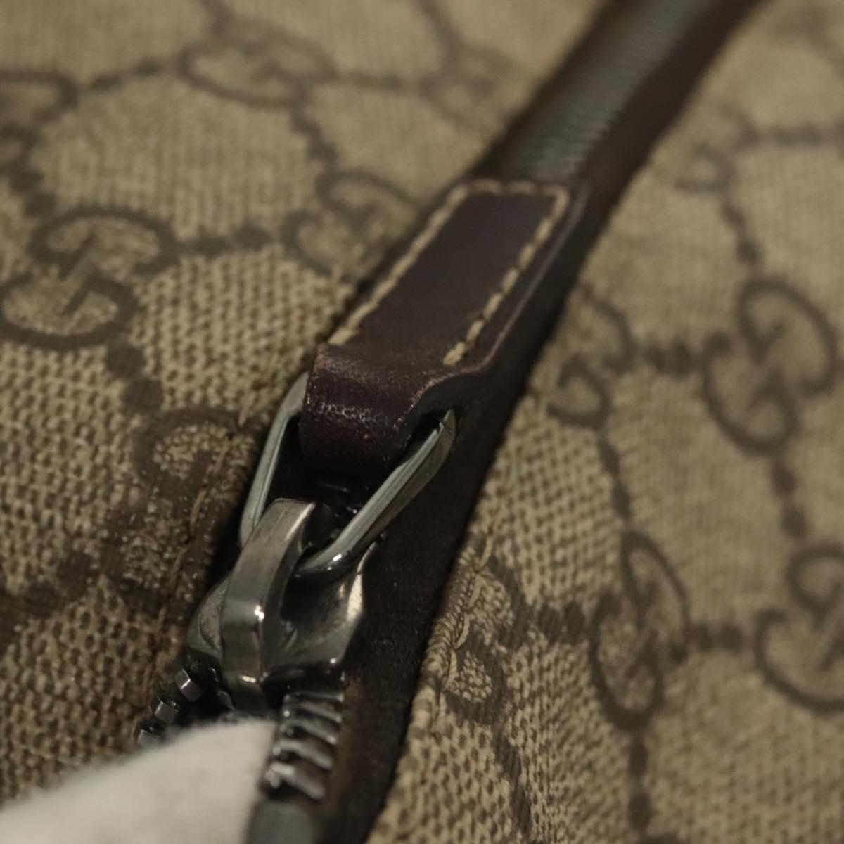 GUCCI GG Supreme Tote Bag PVC Brown Silver 211137 Auth PP779