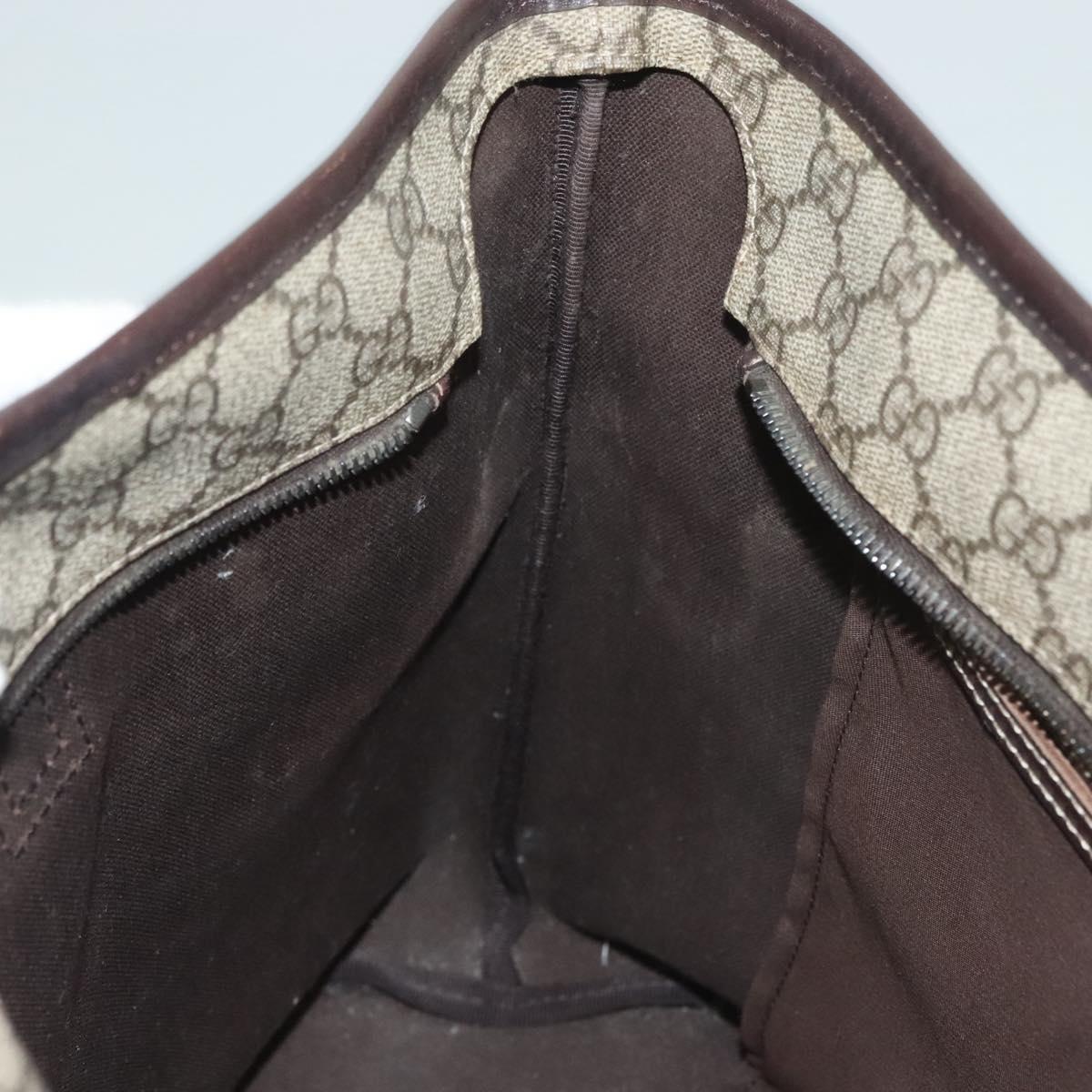 GUCCI GG Supreme Tote Bag PVC Brown Silver 211137 Auth PP779