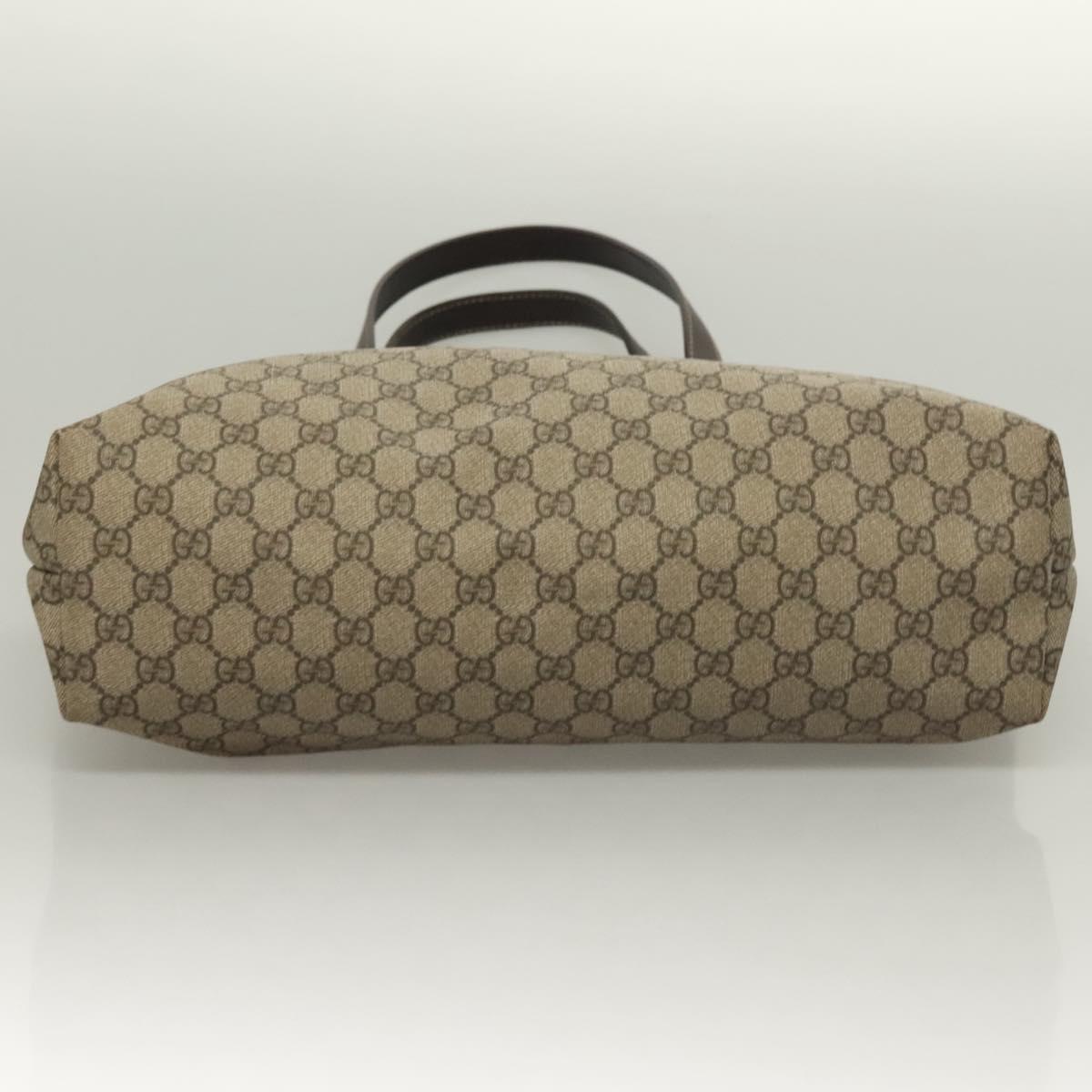 GUCCI GG Supreme Tote Bag PVC Brown Silver 211137 Auth PP779
