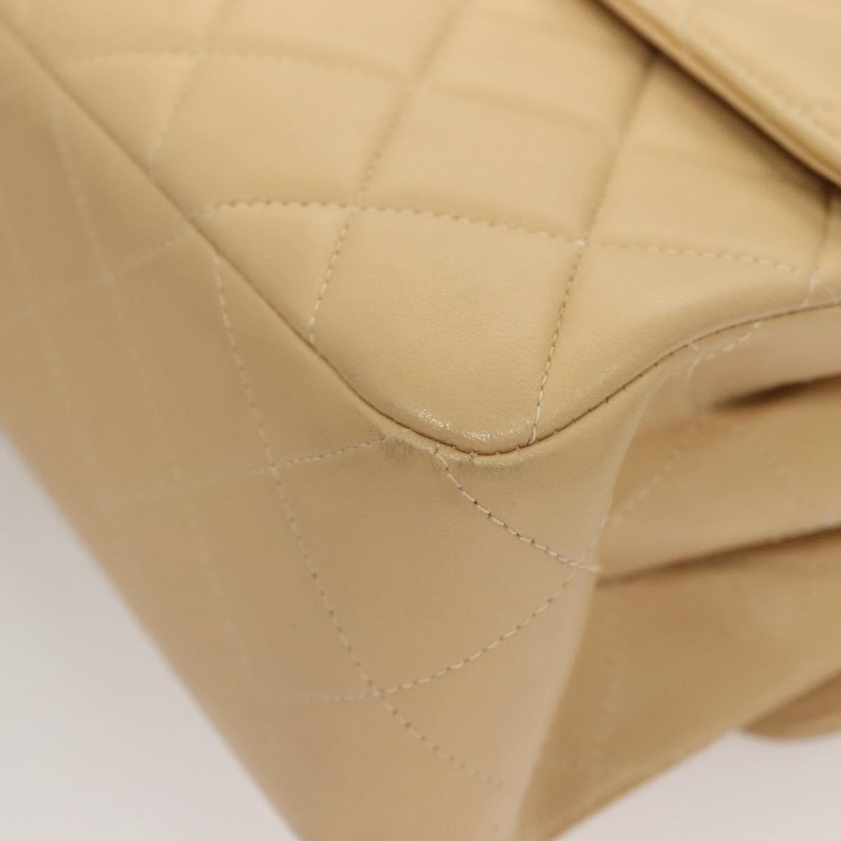 CHANEL Matelasse 25 Double Face Single Flap Bag Lamb Skin Beige Gold Auth PP800V