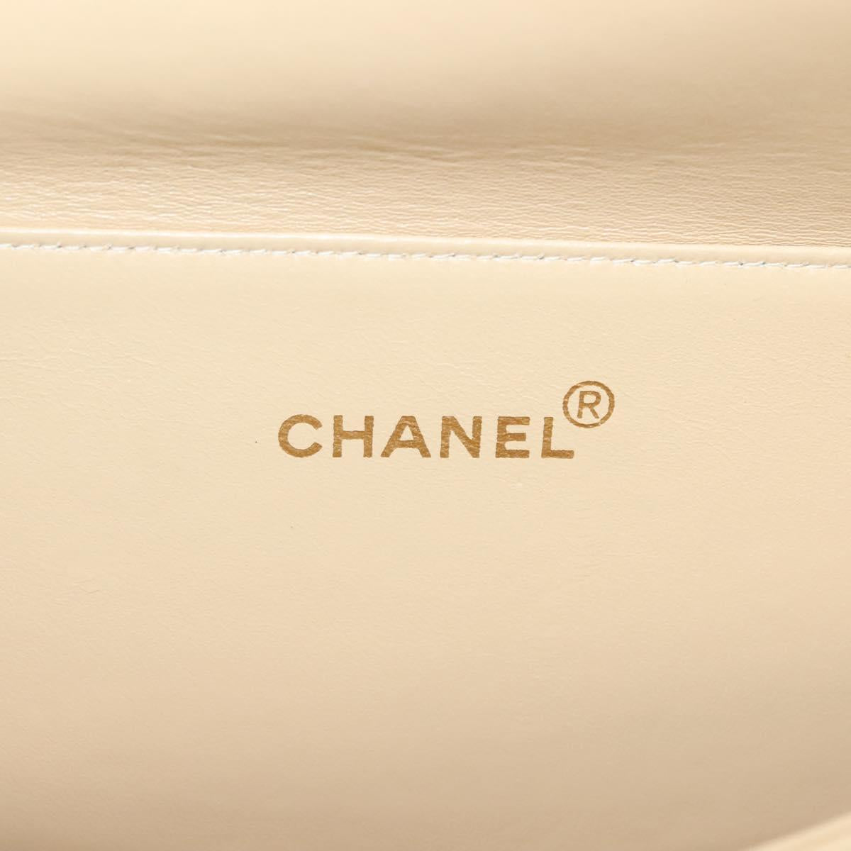 CHANEL Matelasse 25 Double Face Single Flap Bag Lamb Skin Beige Gold Auth PP800V