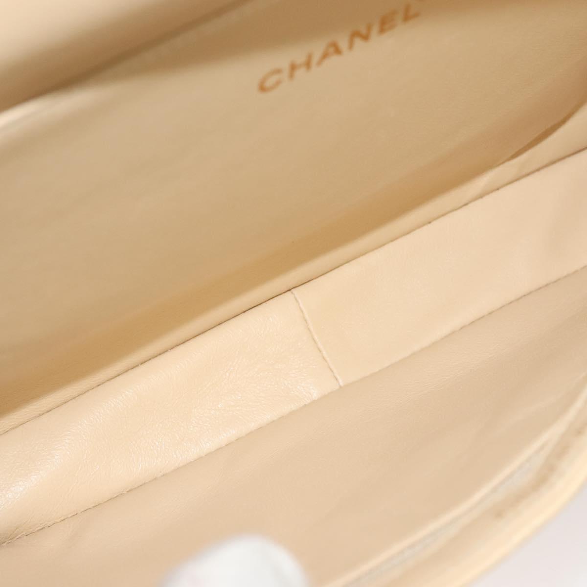 CHANEL Matelasse 25 Double Face Single Flap Bag Lamb Skin Beige Gold Auth PP800V