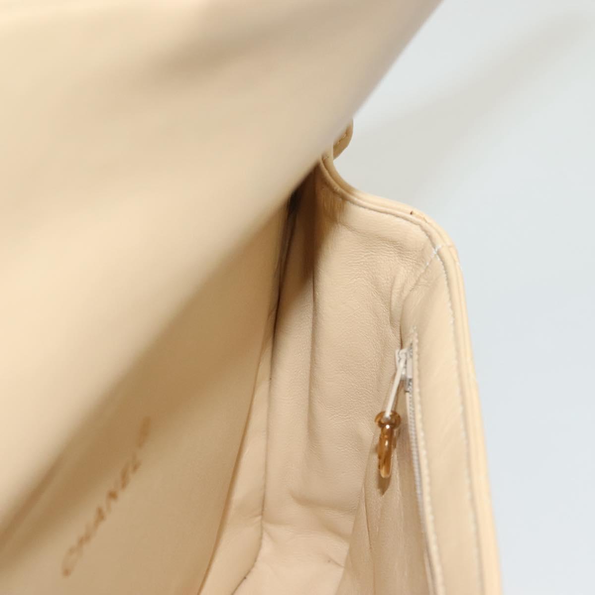 CHANEL Matelasse 25 Double Face Single Flap Bag Lamb Skin Beige Gold Auth PP800V