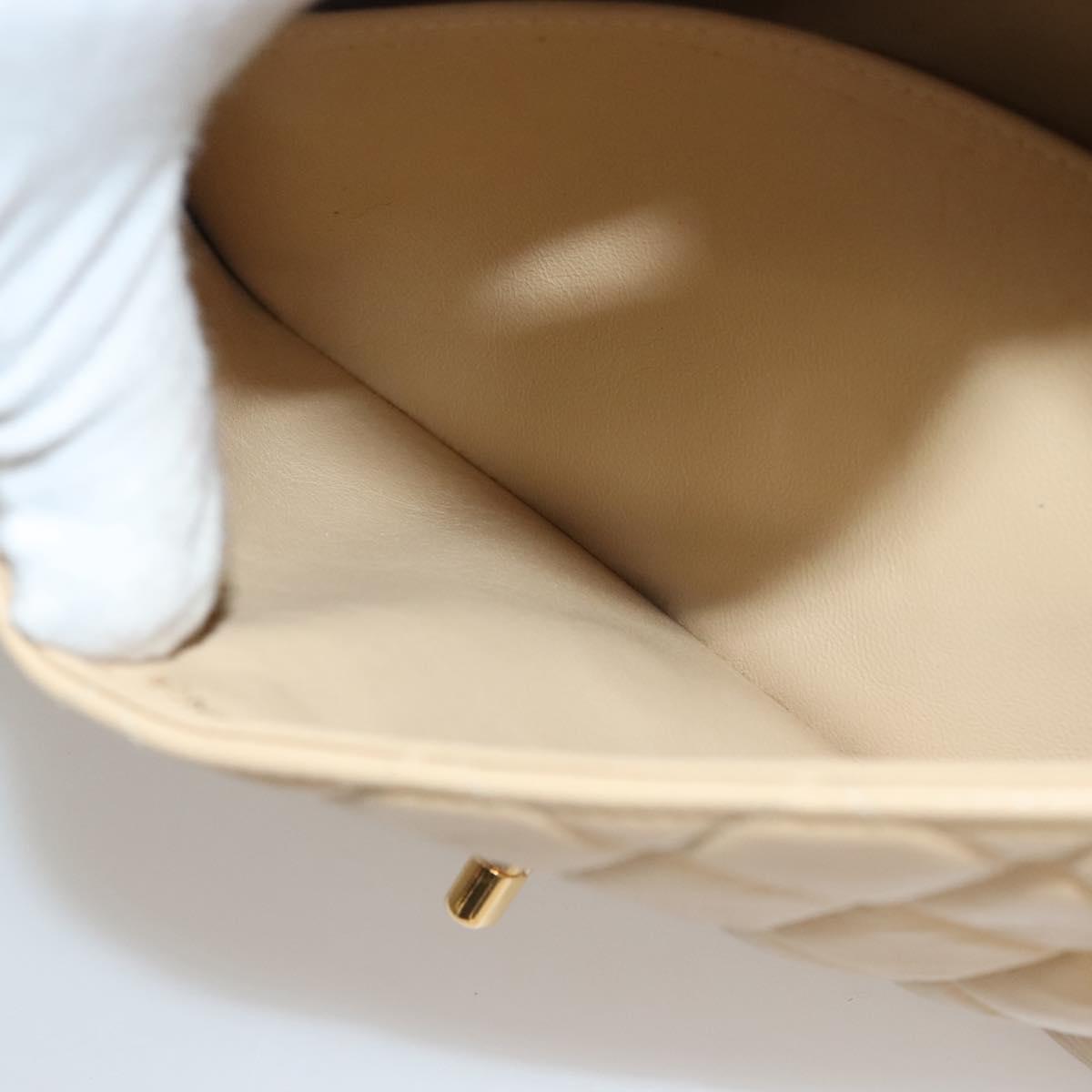 CHANEL Matelasse 25 Double Face Single Flap Bag Lamb Skin Beige Gold Auth PP800V