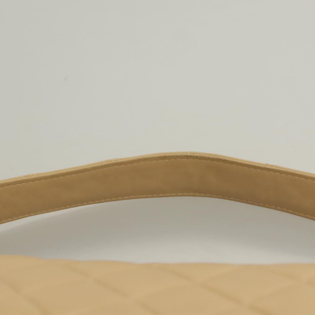 CHANEL Matelasse 25 Double Face Single Flap Bag Lamb Skin Beige Gold Auth PP800V