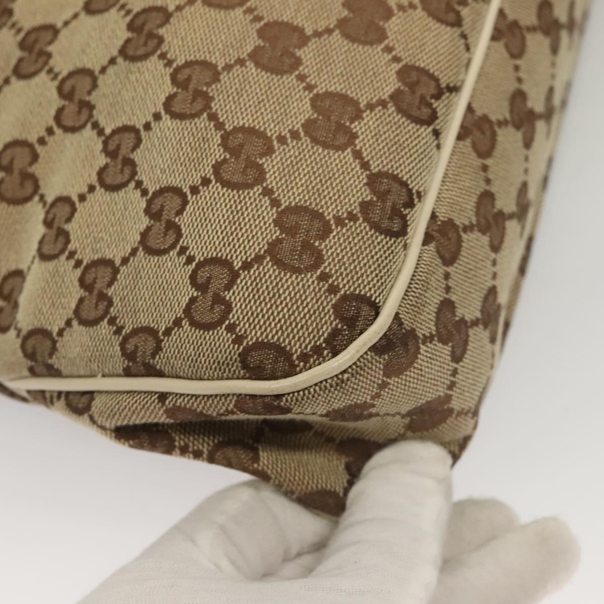 GUCCI GG Canvas Shoulder Bag Beige Gold 121023 Auth PP817