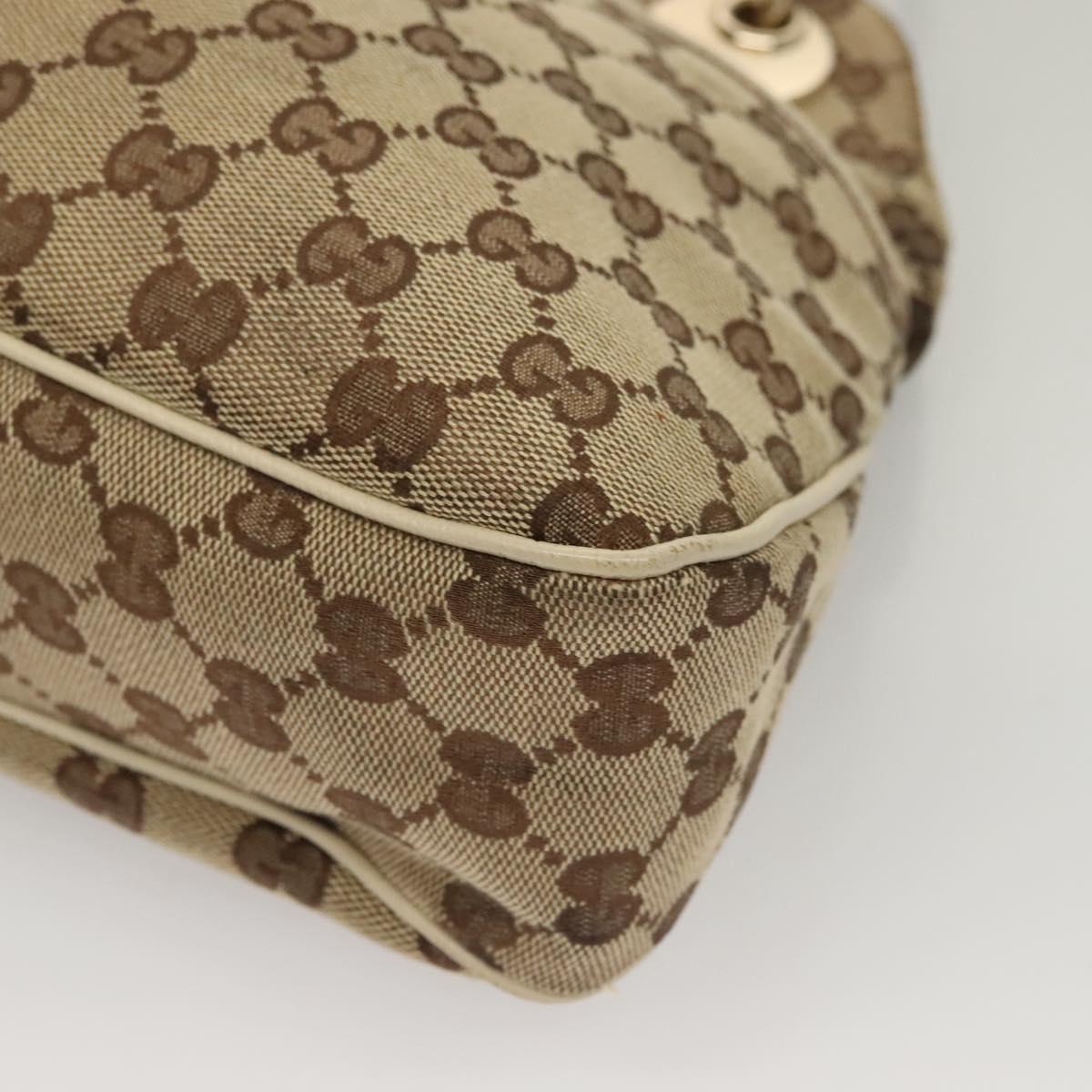 GUCCI GG Canvas Shoulder Bag Beige Gold 121023 Auth PP817