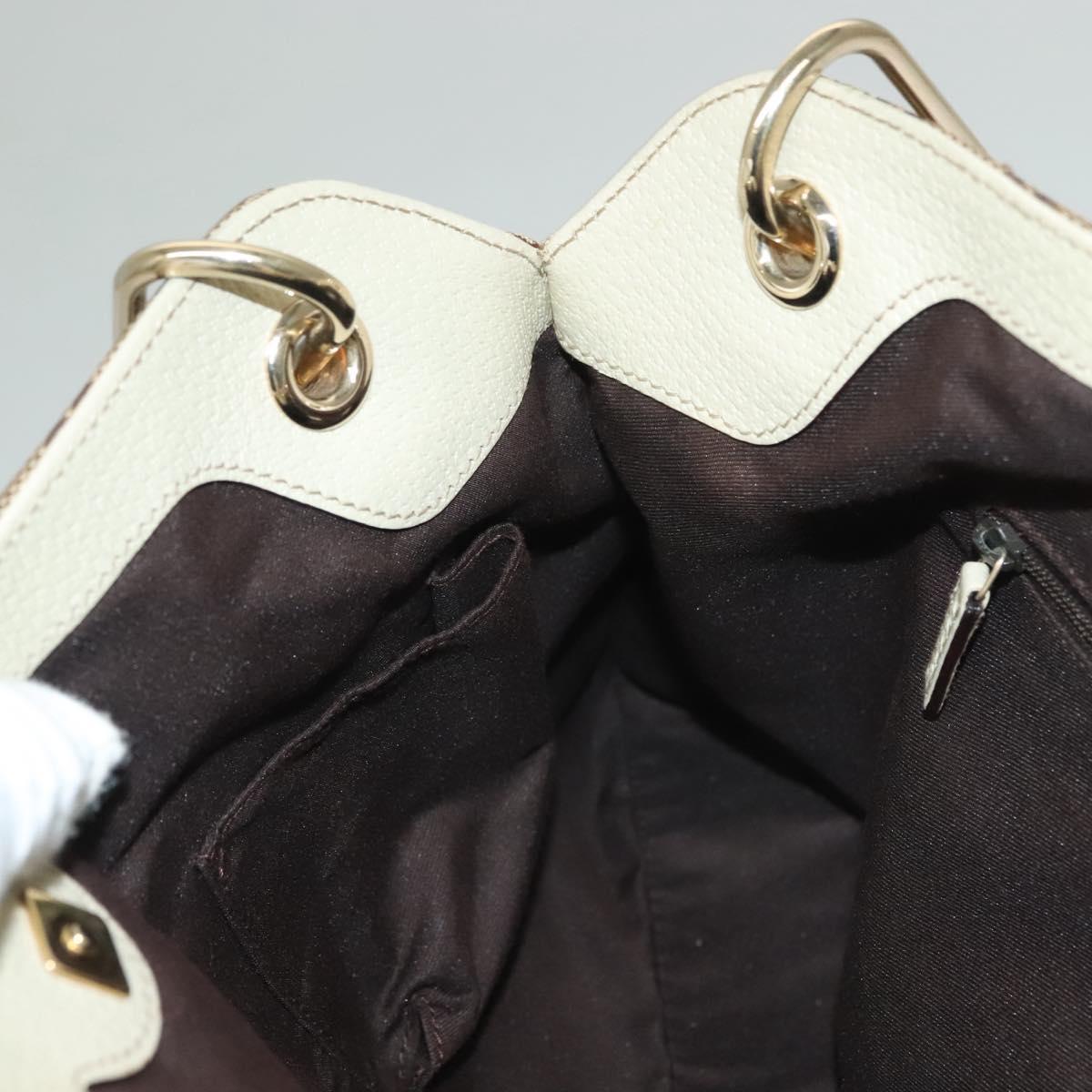 GUCCI GG Canvas Shoulder Bag Beige Gold 121023 Auth PP817