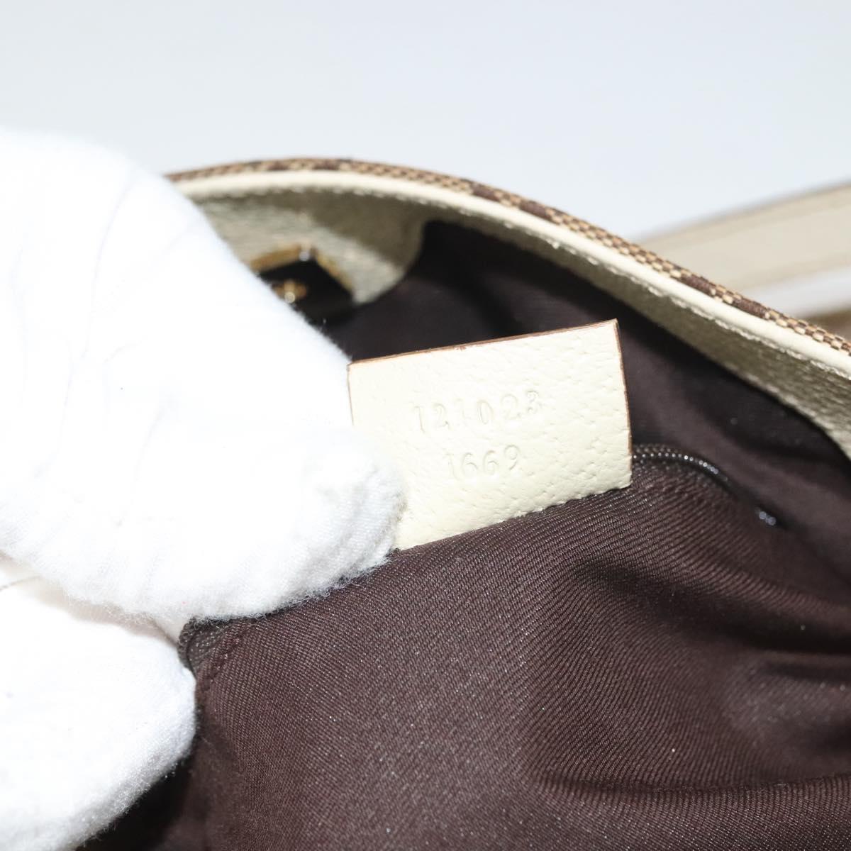 GUCCI GG Canvas Shoulder Bag Beige Gold 121023 Auth PP817