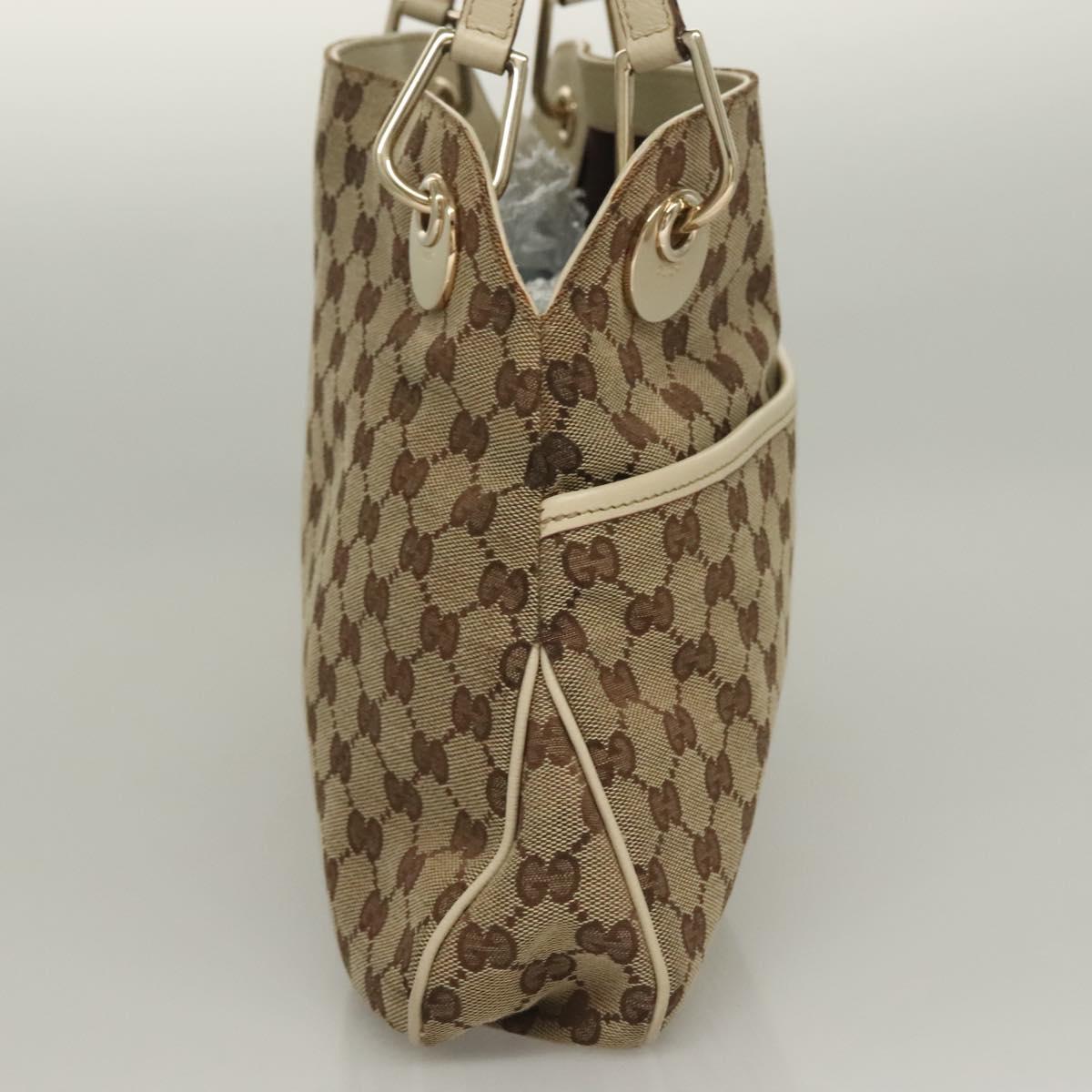 GUCCI GG Canvas Shoulder Bag Beige Gold 121023 Auth PP817