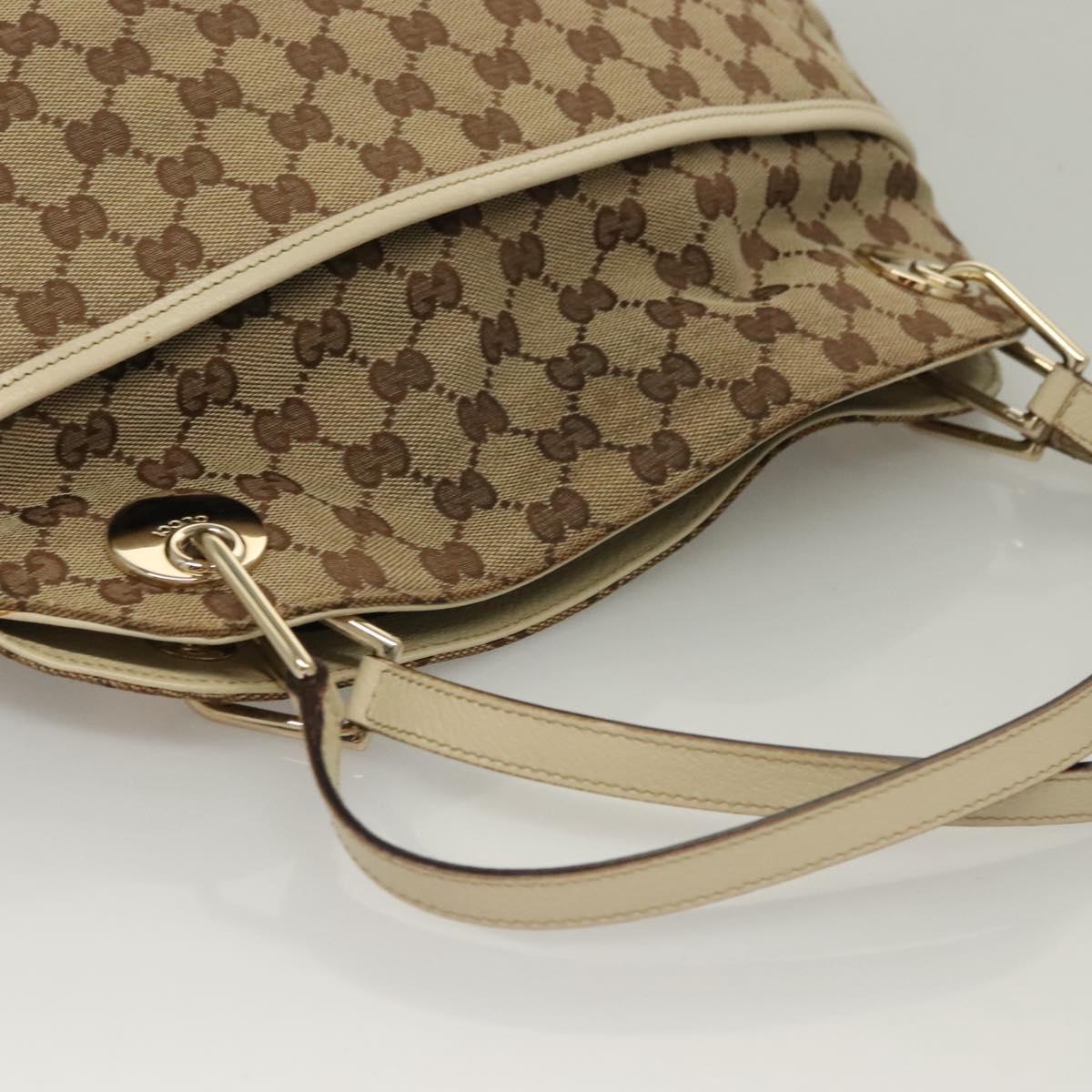 GUCCI GG Canvas Shoulder Bag Beige Gold 121023 Auth PP817