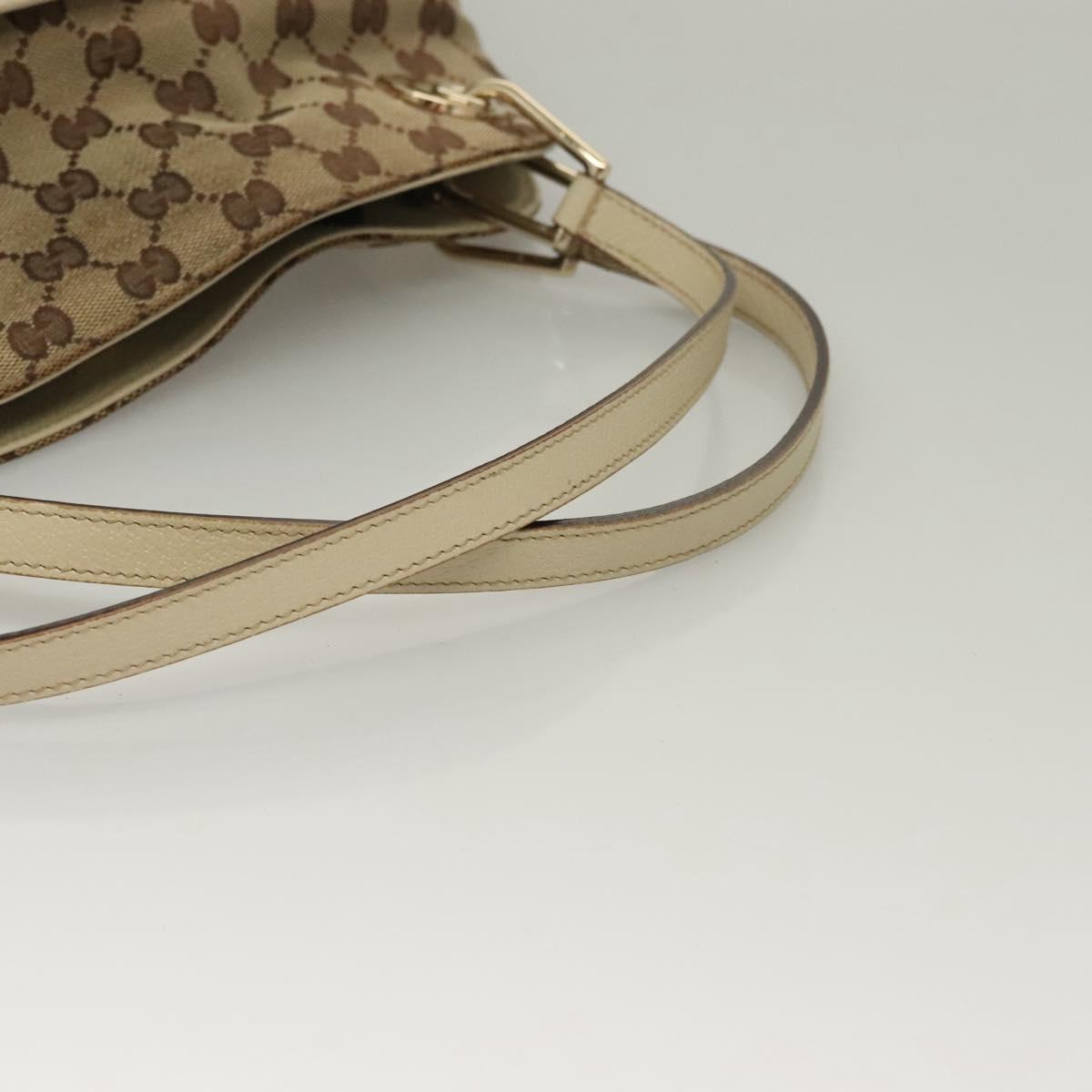 GUCCI GG Canvas Shoulder Bag Beige Gold 121023 Auth PP817