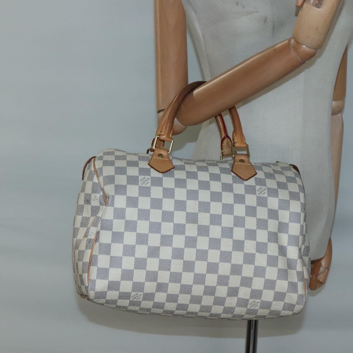 LOUIS VUITTON Damier Azur Speedy 30 Hand Bag N41533 LV Auth PP836