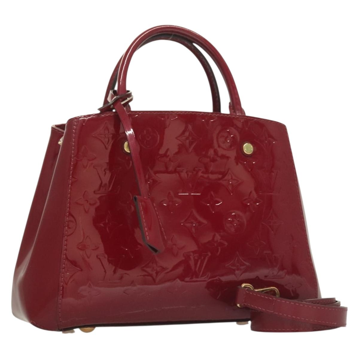 LOUIS VUITTON Vernis Montaigne BB Hand Bag 2way Rose Andian M50172 LV Auth PP837