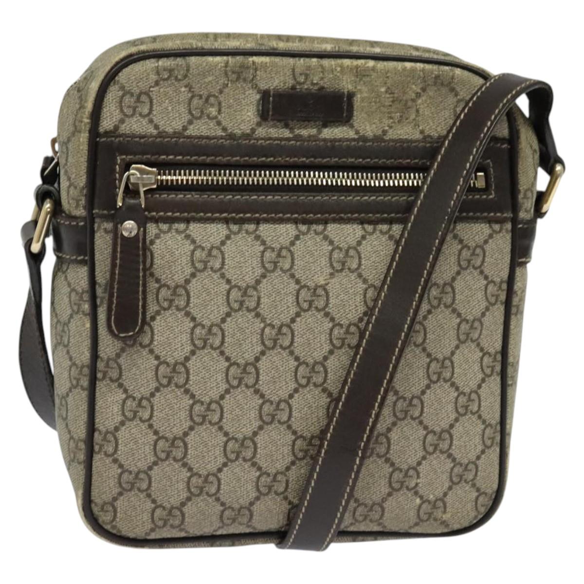 GUCCI GG Supreme Shoulder Bag PVC Beige Gold 233268 Auth PP845
