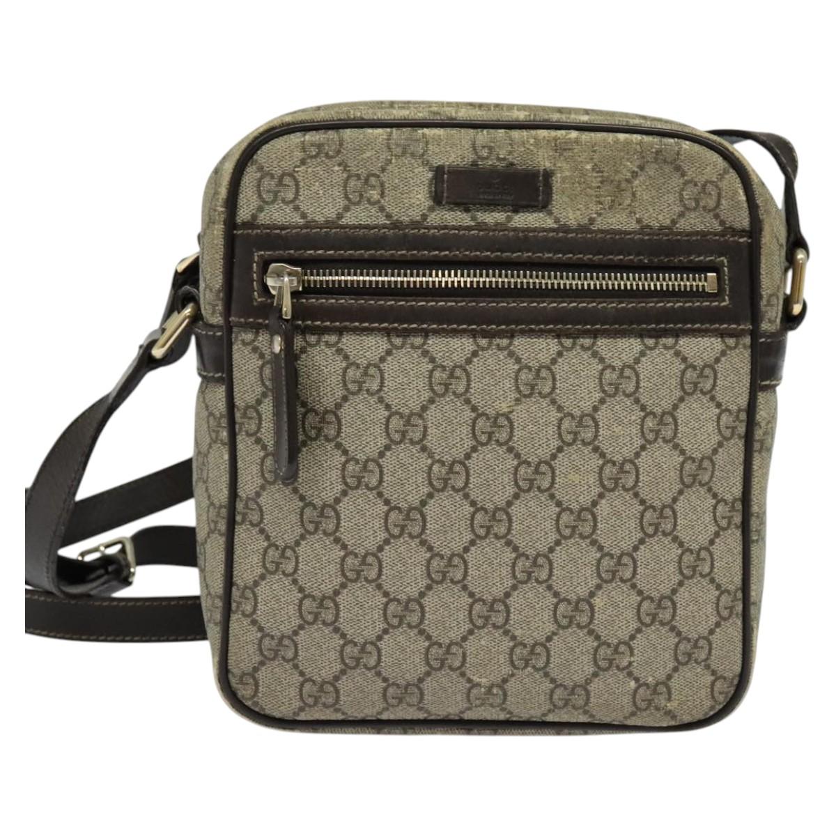 GUCCI GG Supreme Shoulder Bag PVC Beige Gold 233268 Auth PP845