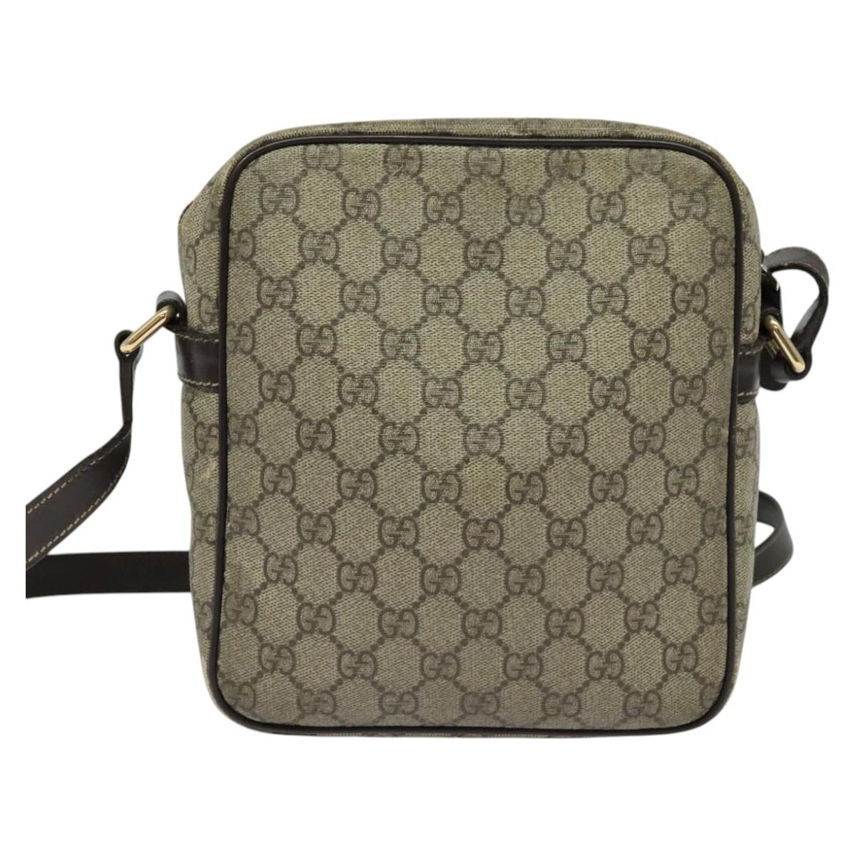 GUCCI GG Supreme Shoulder Bag PVC Beige Gold 233268 Auth PP845
