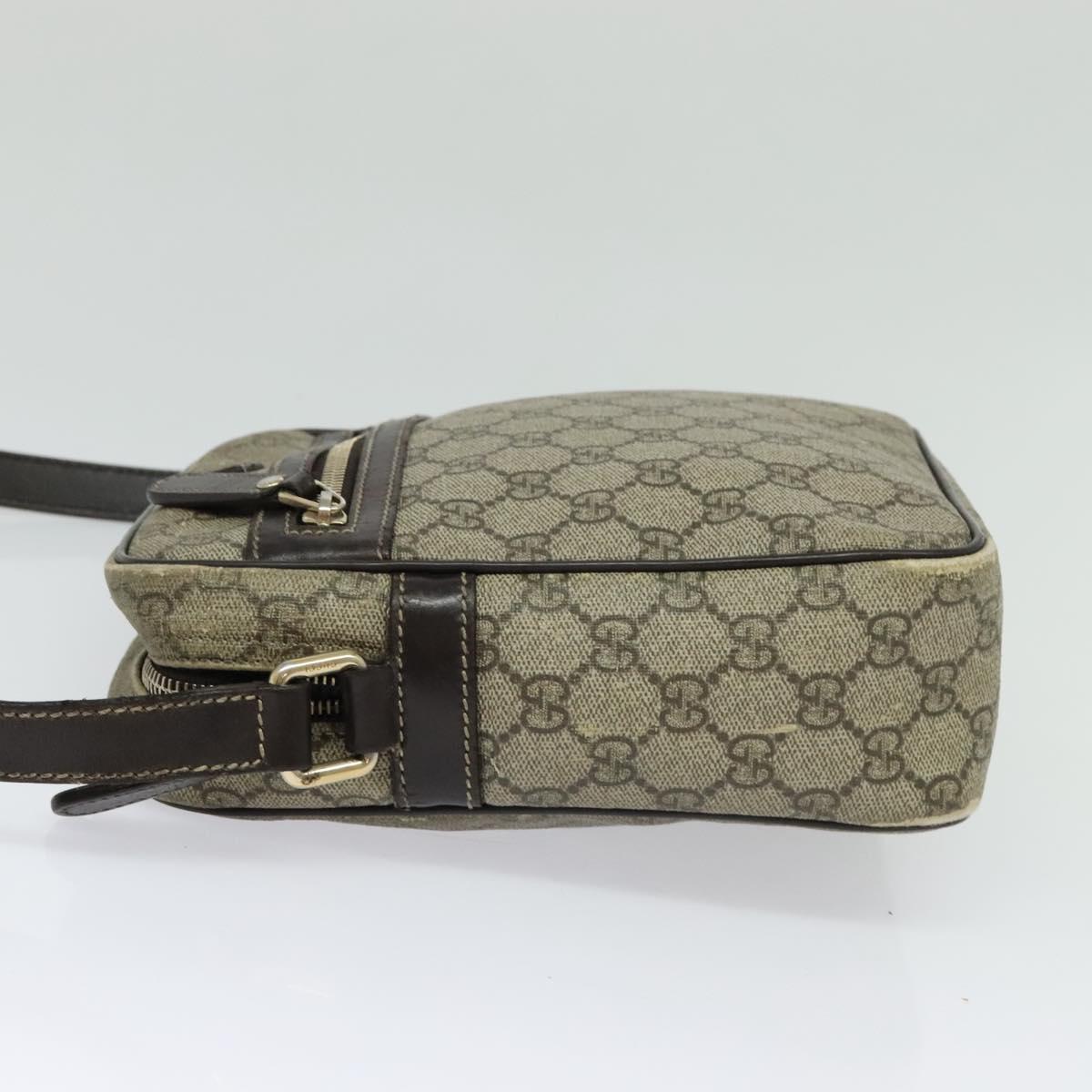 GUCCI GG Supreme Shoulder Bag PVC Beige Gold 233268 Auth PP845
